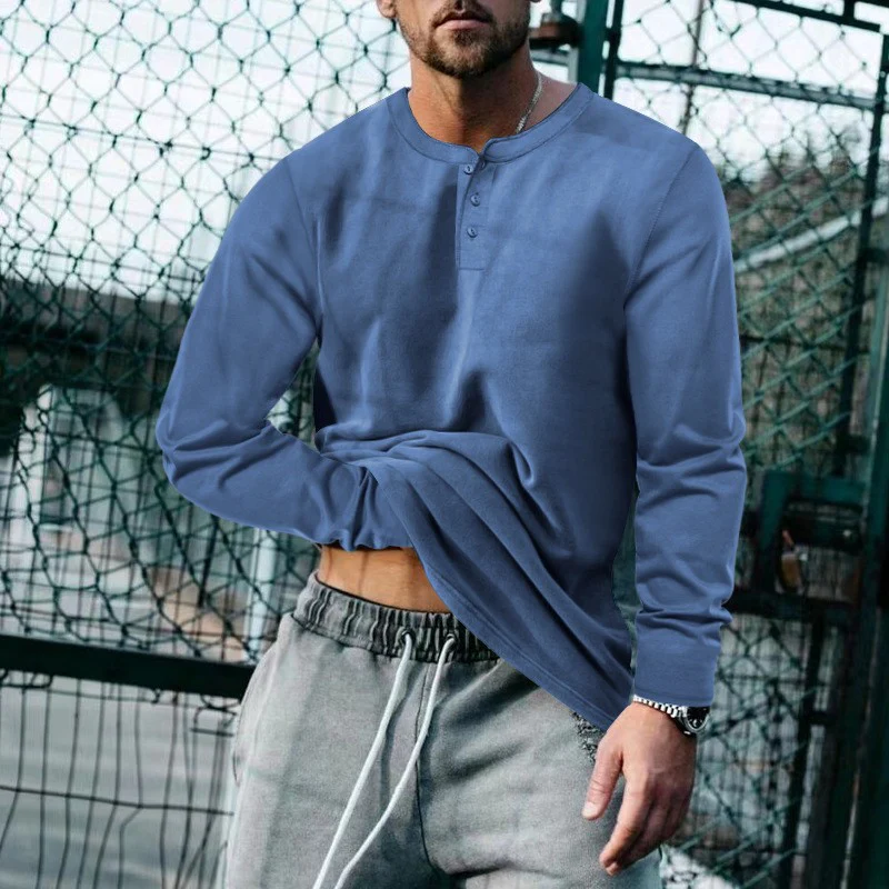 Herren lässiges Langarmshirt mit Knopfleiste und weichem Material Heidi-Mode - Image 11