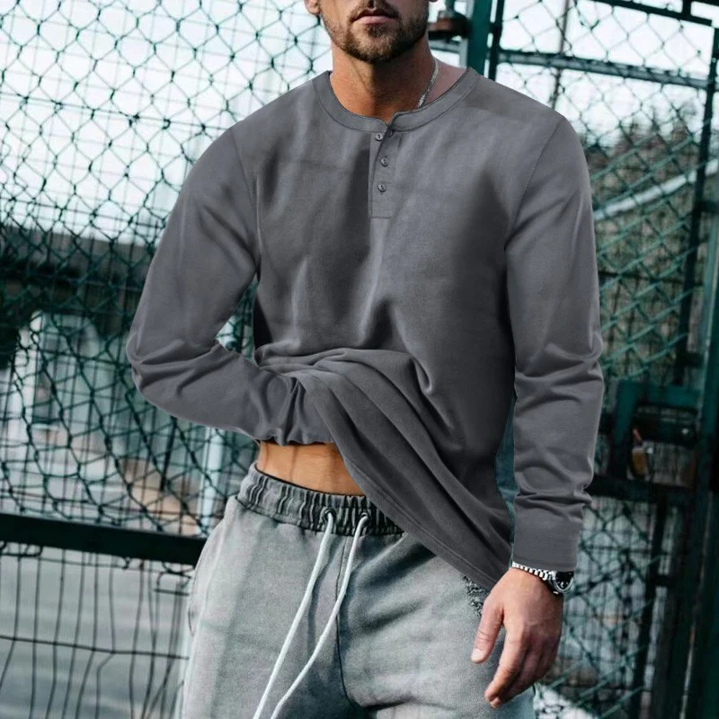 Herren lässiges Langarmshirt mit Knopfleiste und weichem Material Heidi-Mode - Image 14