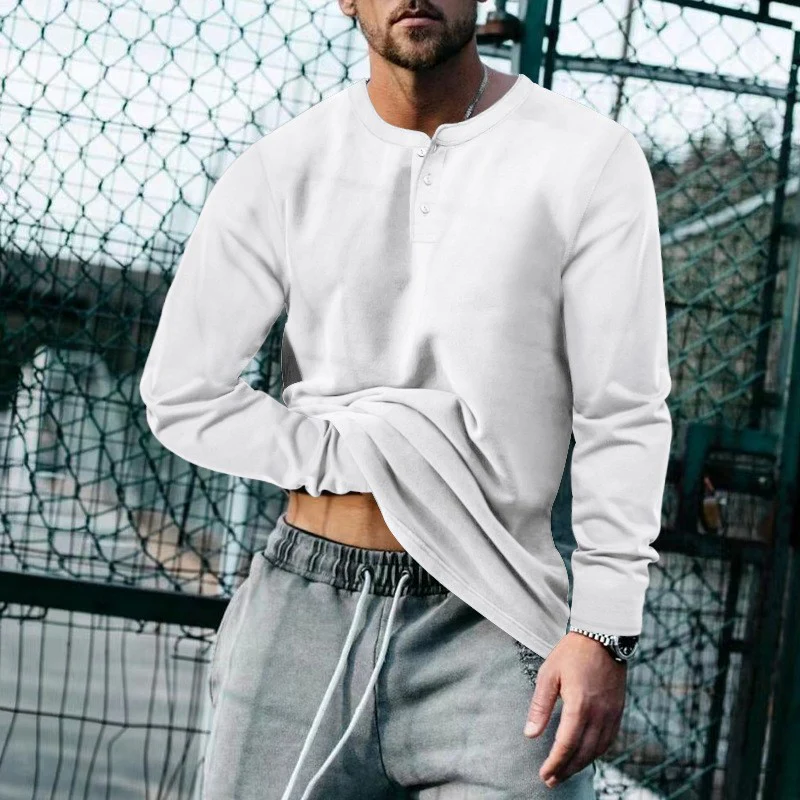 Herren lässiges Langarmshirt mit Knopfleiste und weichem Material Heidi-Mode - Image 15