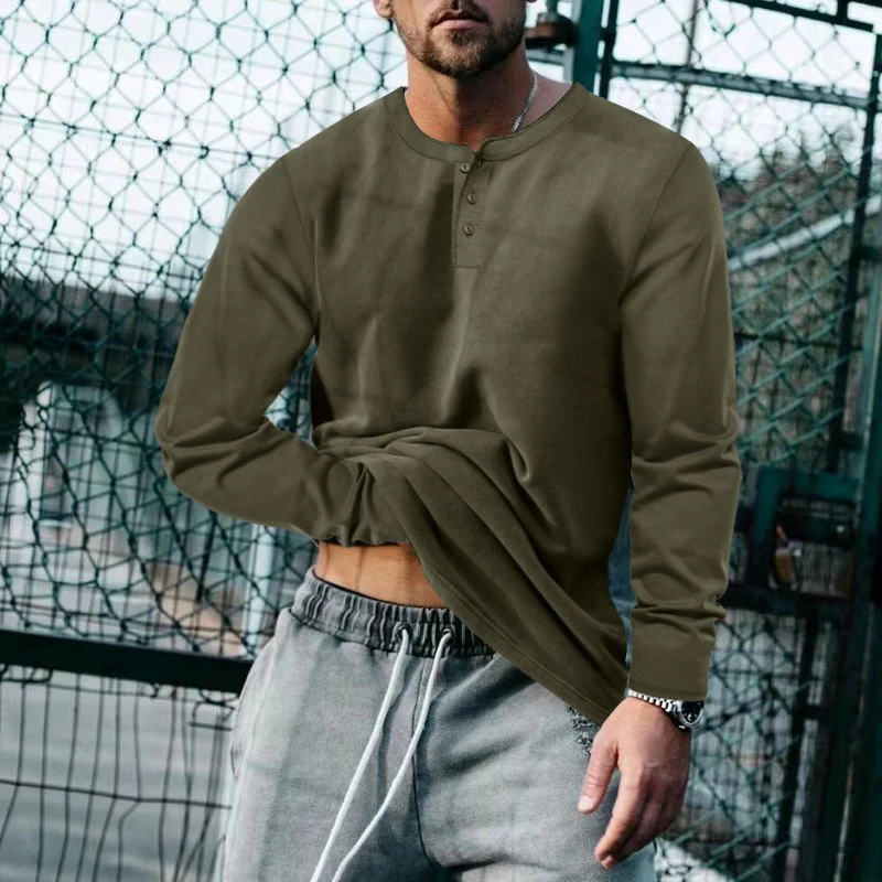 Herren lässiges Langarmshirt mit Knopfleiste und weichem Material Heidi-Mode - Image 2