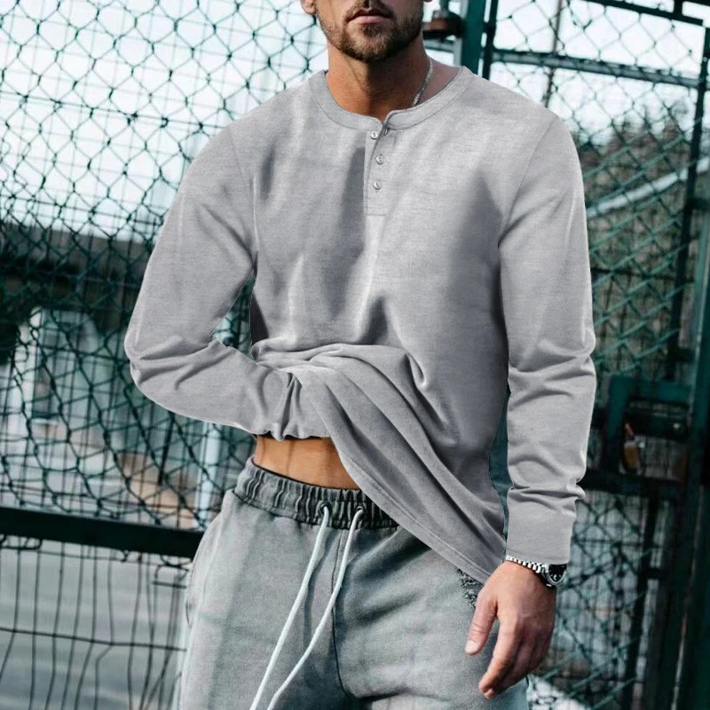 Herren lässiges Langarmshirt mit Knopfleiste und weichem Material Heidi-Mode - Image 5