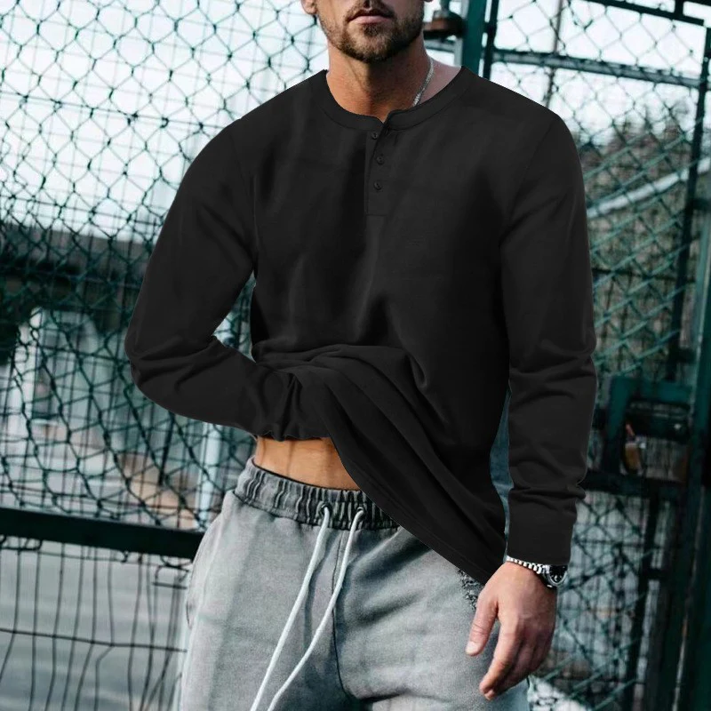Herren lässiges Langarmshirt mit Knopfleiste und weichem Material Heidi-Mode - Image 8
