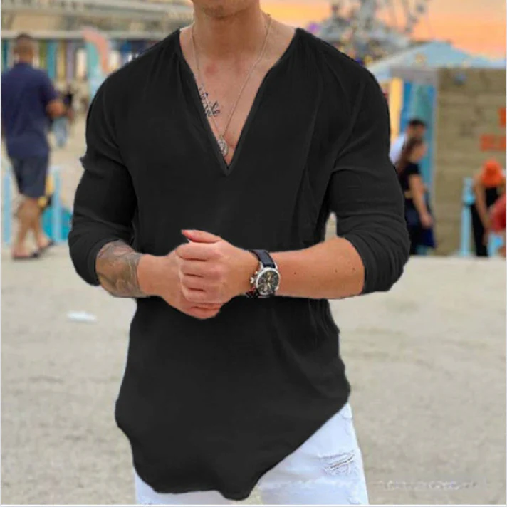 Herren lässiges V-Ausschnitt Langarmshirt Heidi-Mode - Image 6