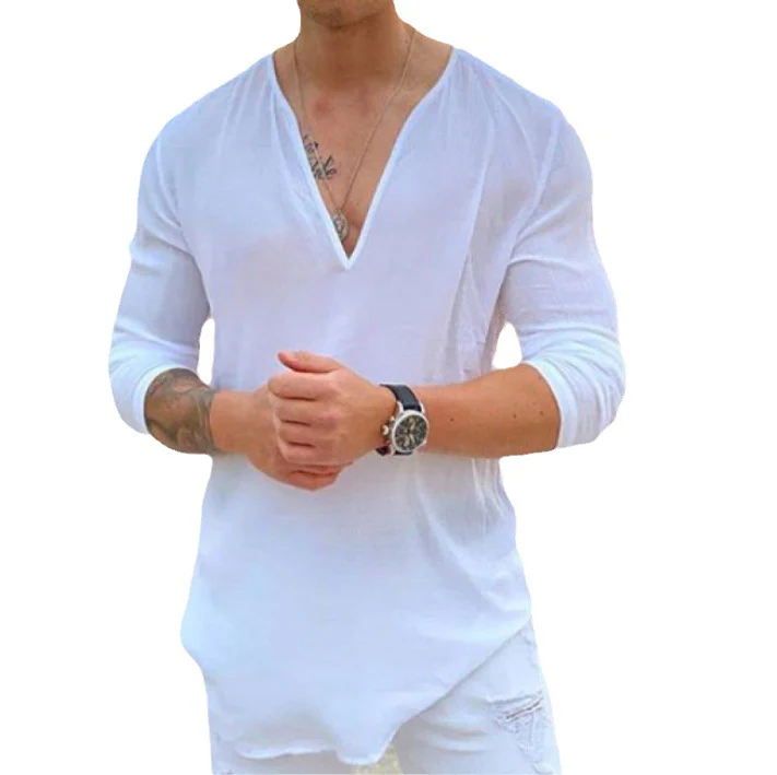 Herren lässiges V-Ausschnitt Langarmshirt Heidi-Mode - Image 7