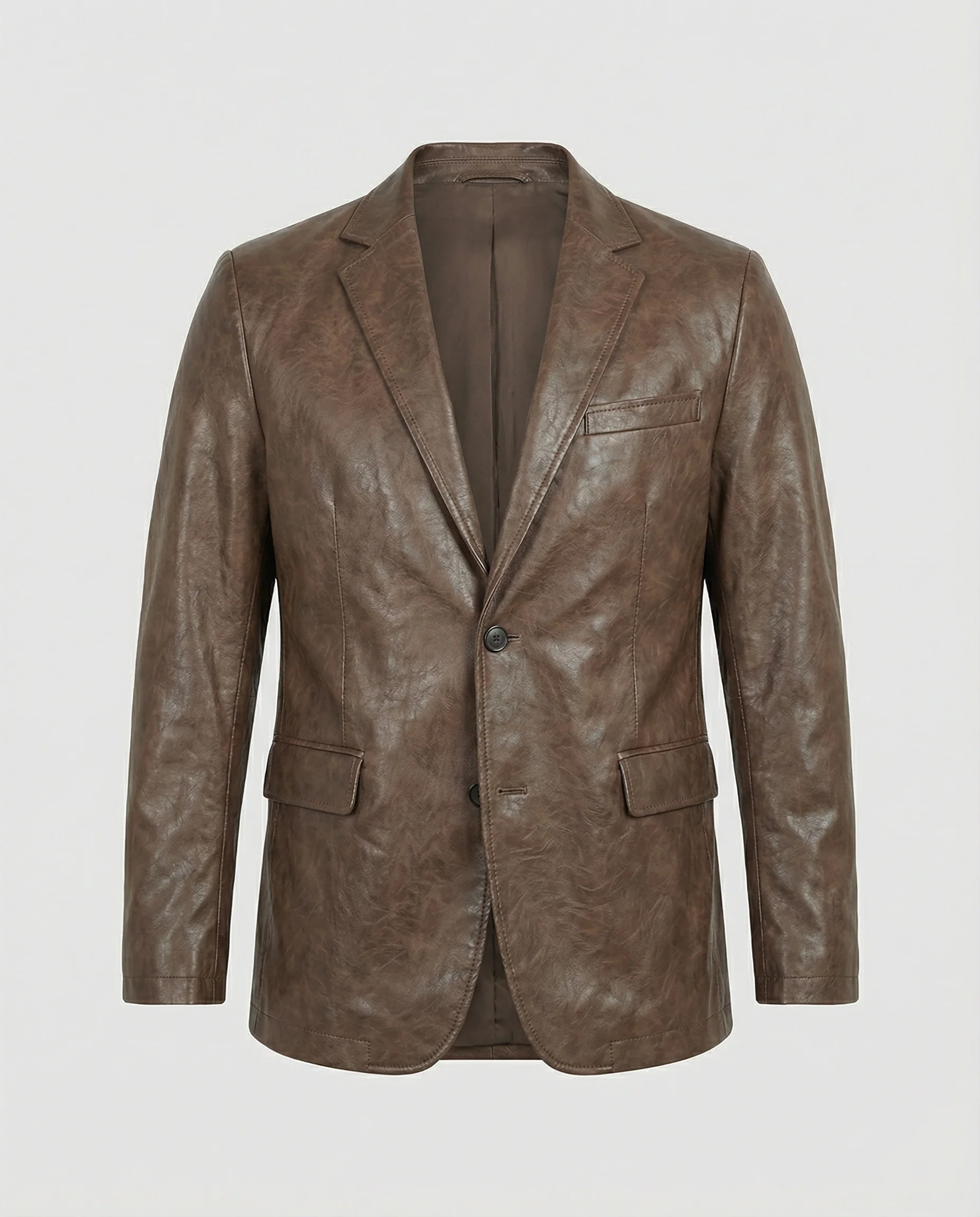 Herren Jacke Sakko Style Braun Retro Blazer mit Schulterpolstern - Image 3