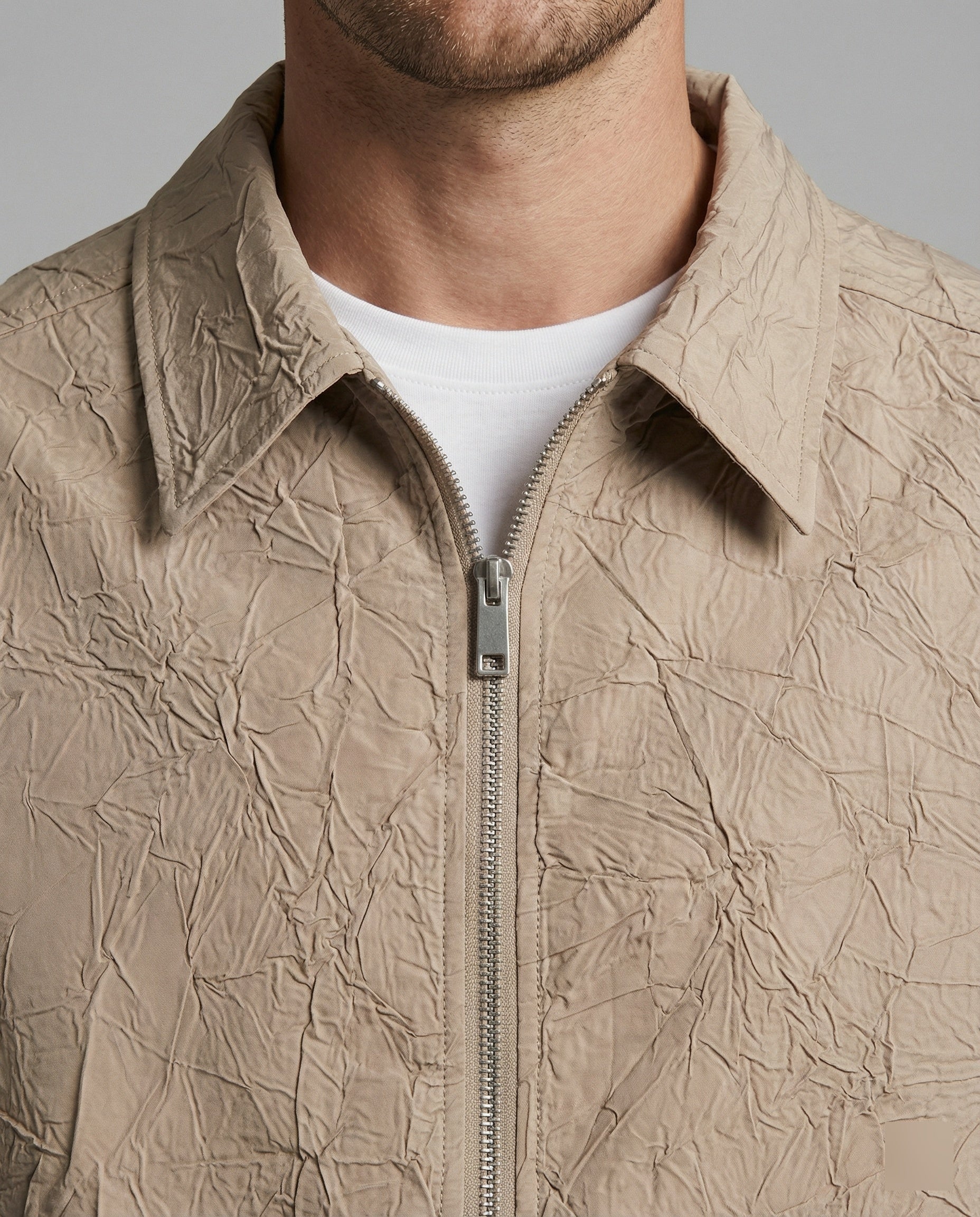 Herren leichte strukturierte Blousonjacke mit Hemdkragen Reißverschluss und elastischem Saum Heidi-Mode - Image 2
