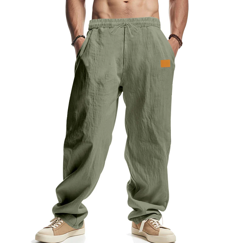 Herren locker geschnittene Leinenhose mit verstellbarem Kordelzug und praktischen Seitentaschen Heidi-Mode - Image 13