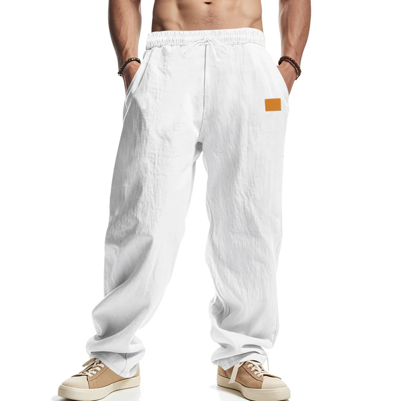Herren locker geschnittene Leinenhose mit verstellbarem Kordelzug und praktischen Seitentaschen Heidi-Mode - Image 2