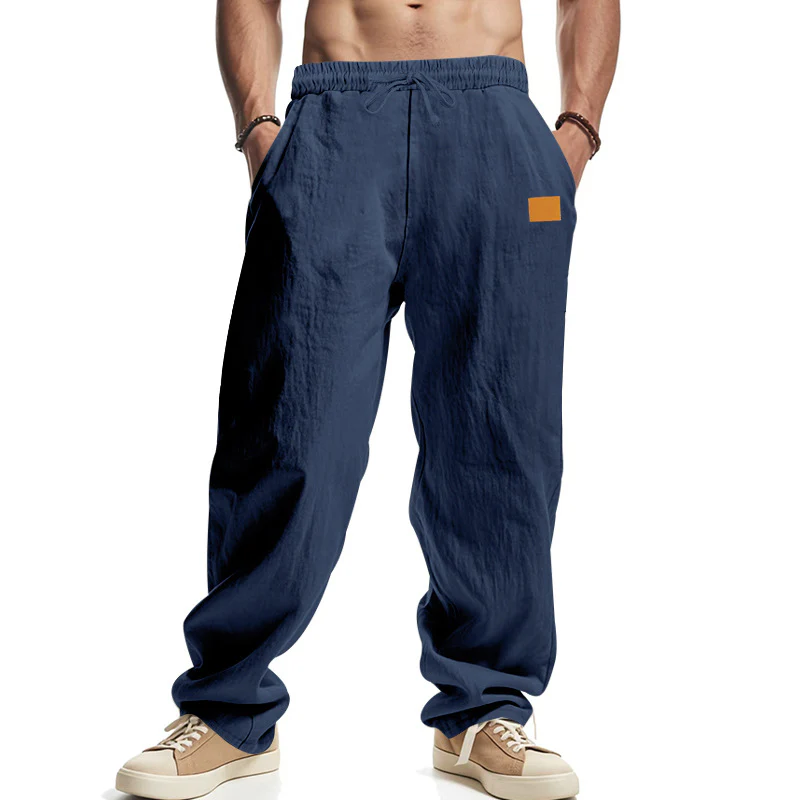 Herren locker geschnittene Leinenhose mit verstellbarem Kordelzug und praktischen Seitentaschen Heidi-Mode - Image 3