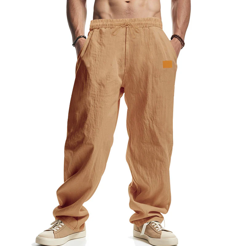 Herren locker geschnittene Leinenhose mit verstellbarem Kordelzug und praktischen Seitentaschen Heidi-Mode - Image 5