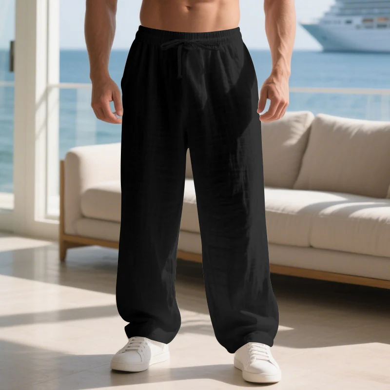 Herren lockere Sommerhose aus leichtem Leinenmaterial mit elastischem Bund und Seitentaschen Heidi-Mode - Image 12