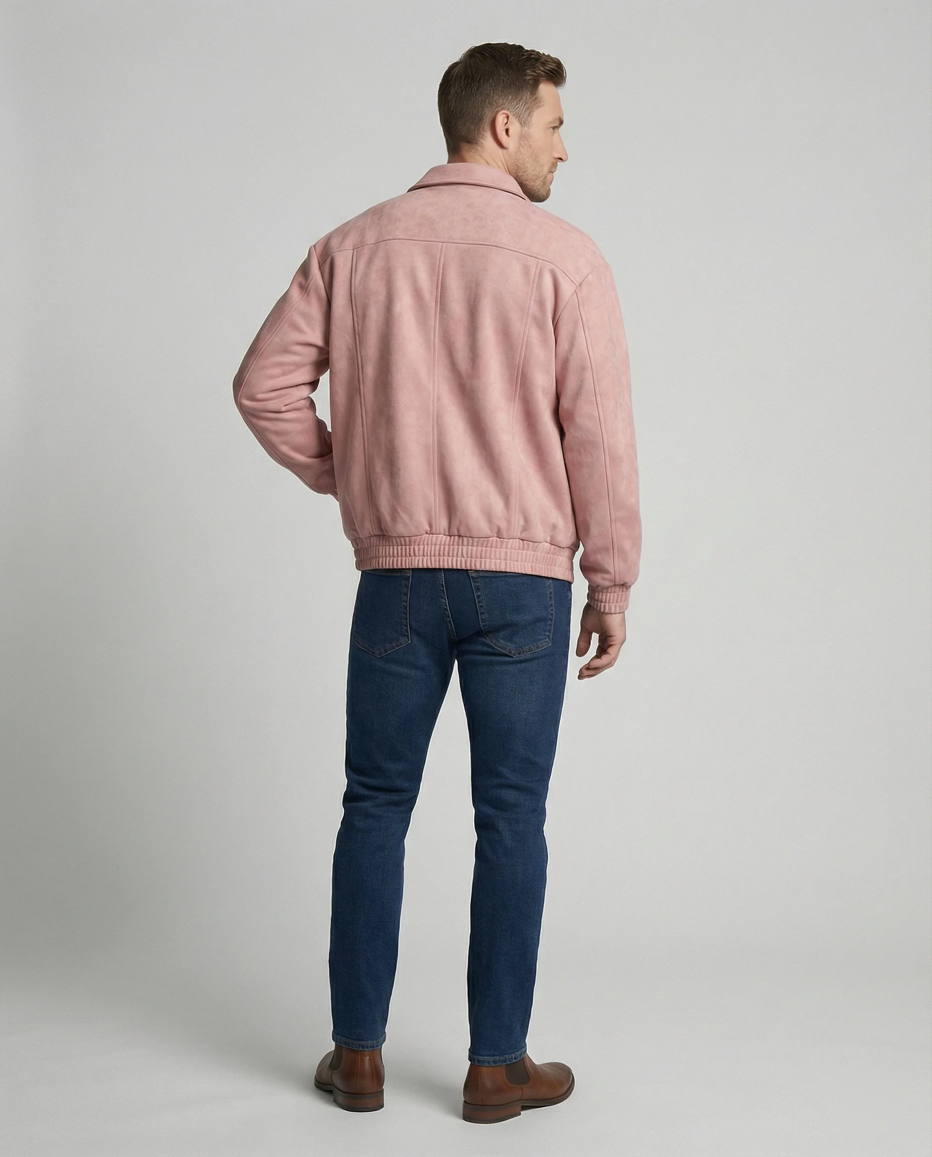 Herren lockerer Blouson aus Lederimitat mit verdecktem Reißverschluss und elastischen Bündchen Heidi-Mode - Image 4