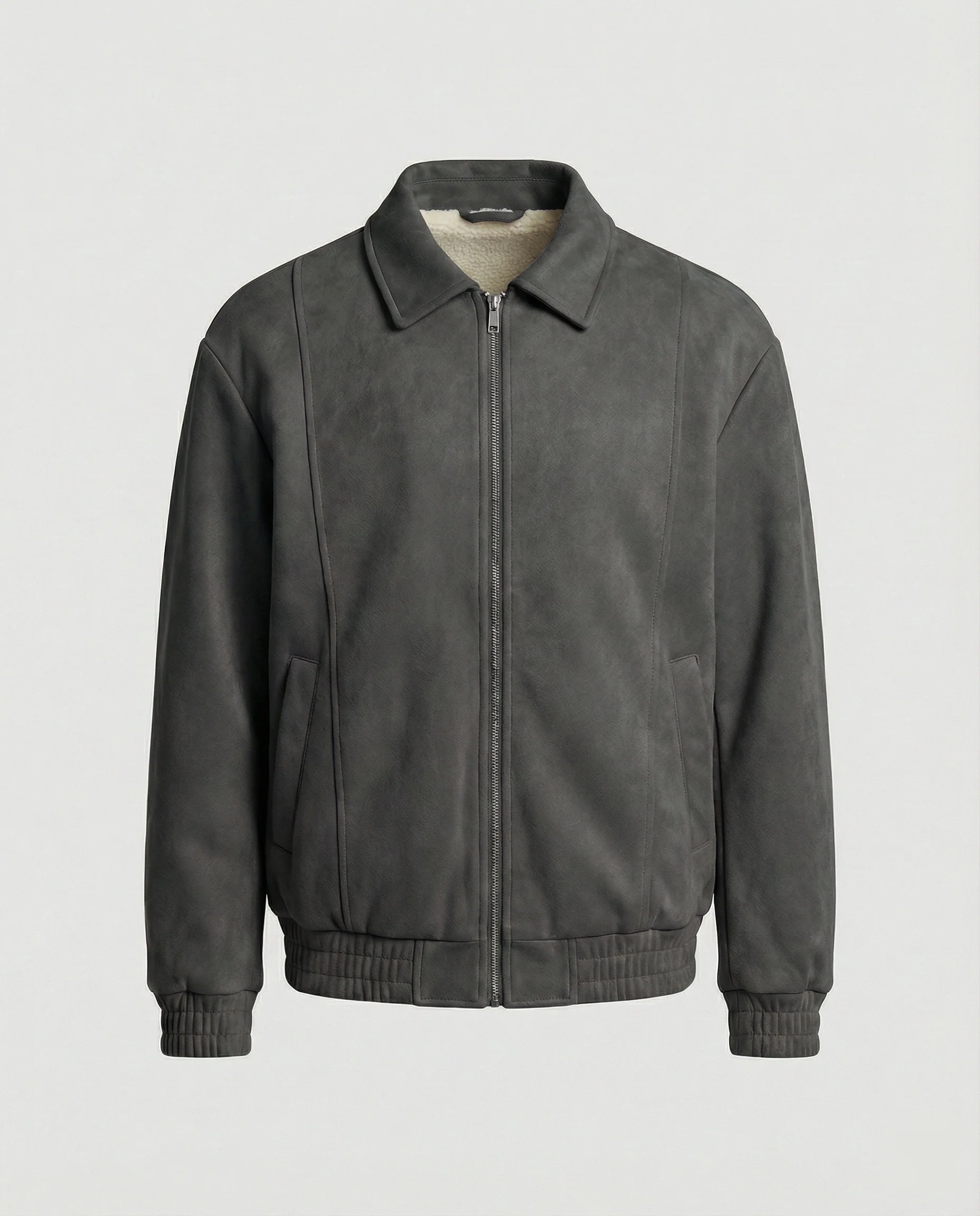 Herren lockerer Blouson aus Lederimitat mit verdecktem Reißverschluss und elastischen Bündchen Heidi-Mode - Image 7