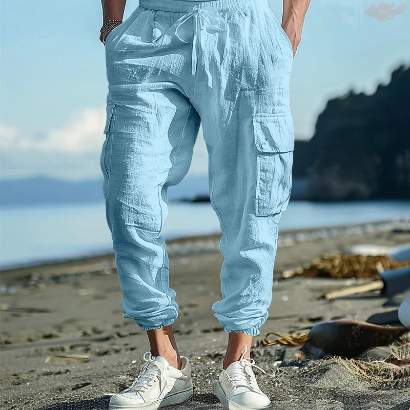 Herren luftige Cargo-Hose mit elastischem Bund und seitlichen Taschen Heidi-Mode - Image 12