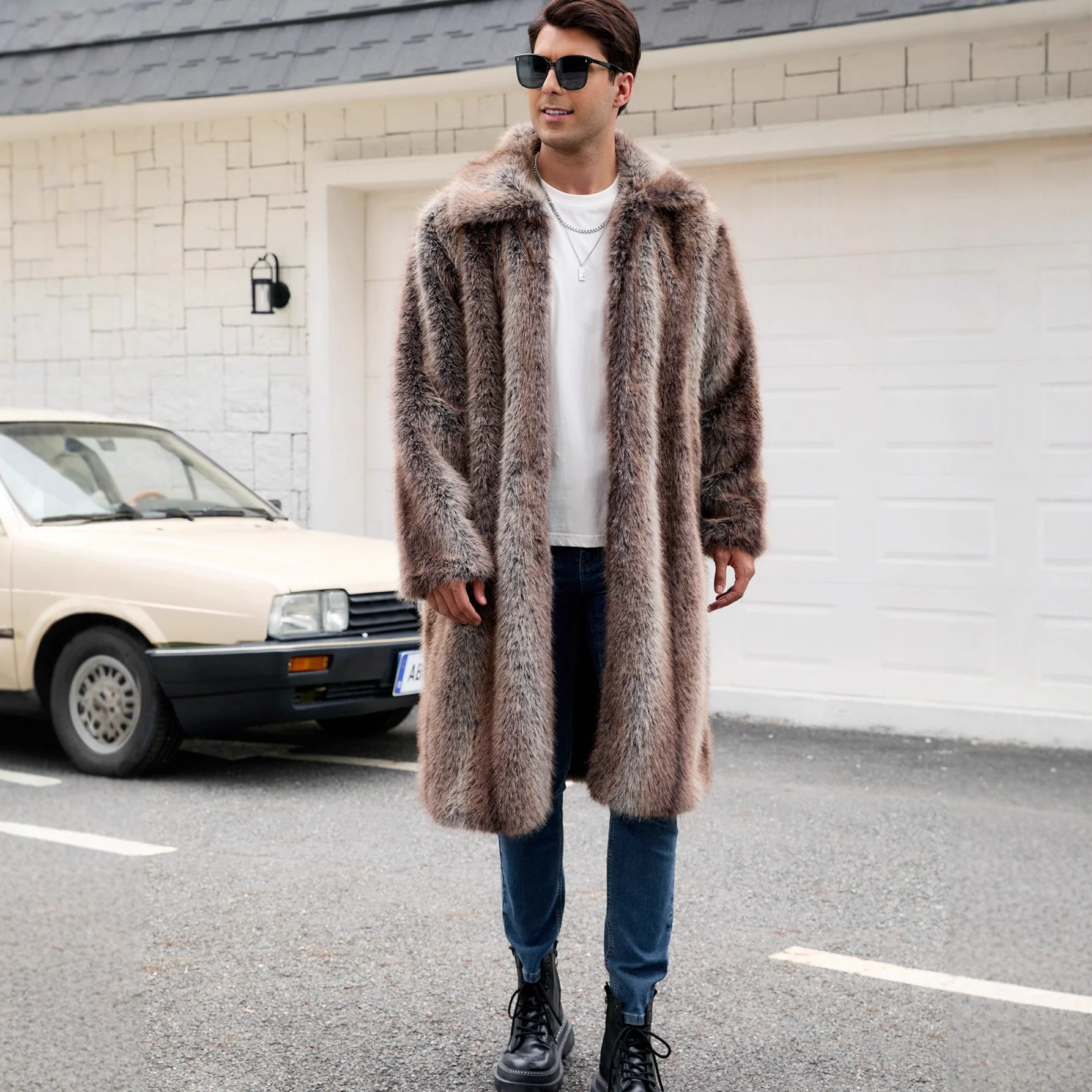 Herren Luxuriöser Kunstpelzmantel mit voluminösem Kragen und harmonischem Design Heidi-Mode - Image 4