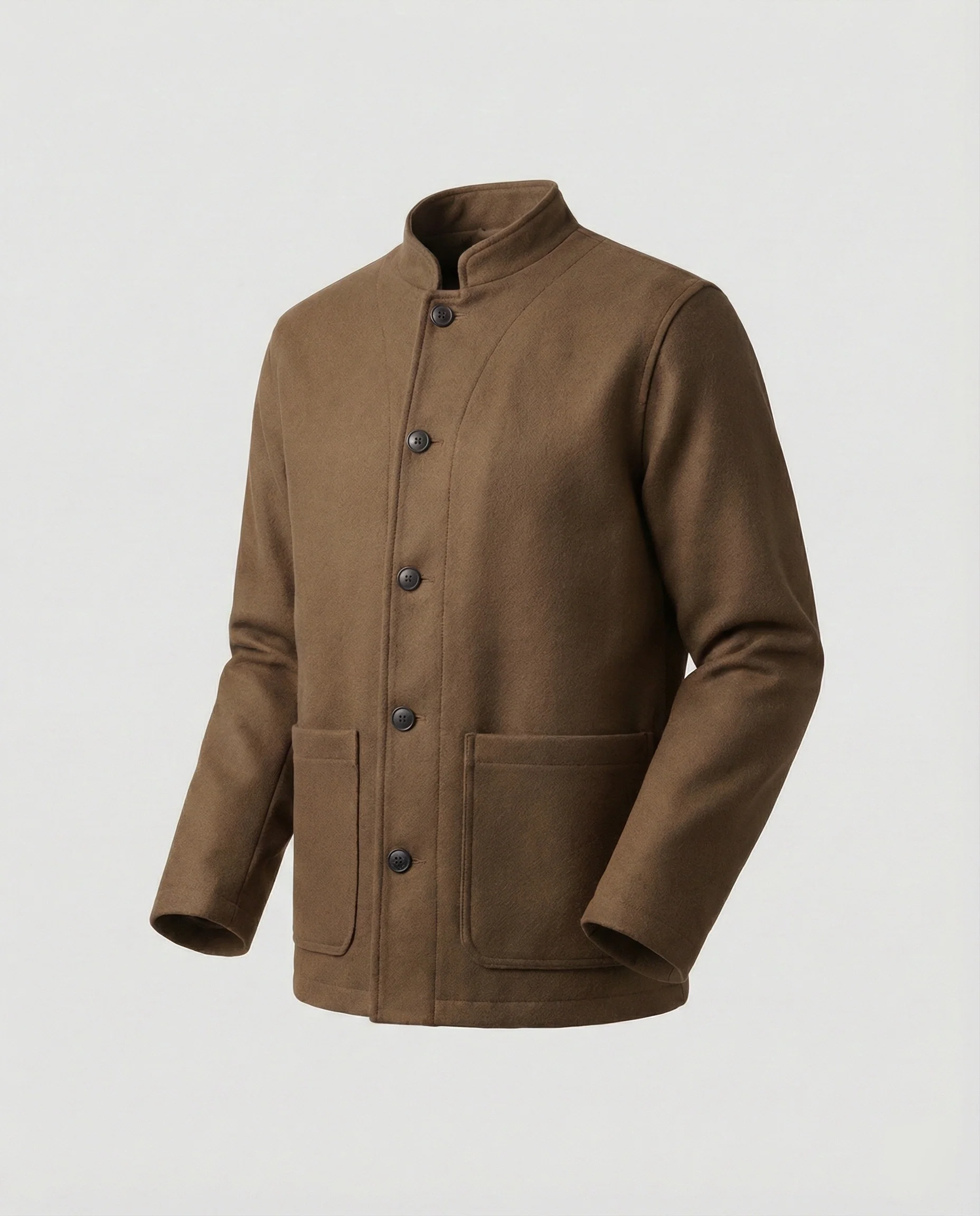 Herren minimalistischer Kurzblazer aus Wollmix mit Rundhalsausschnitt und aufgesetzten Taschen Heidi-Mode - Image 6