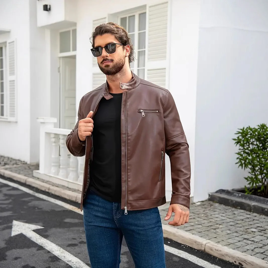Herren moderne Kunstlederjacke mit Reißverschlüssen Heidi Mode - Image 6