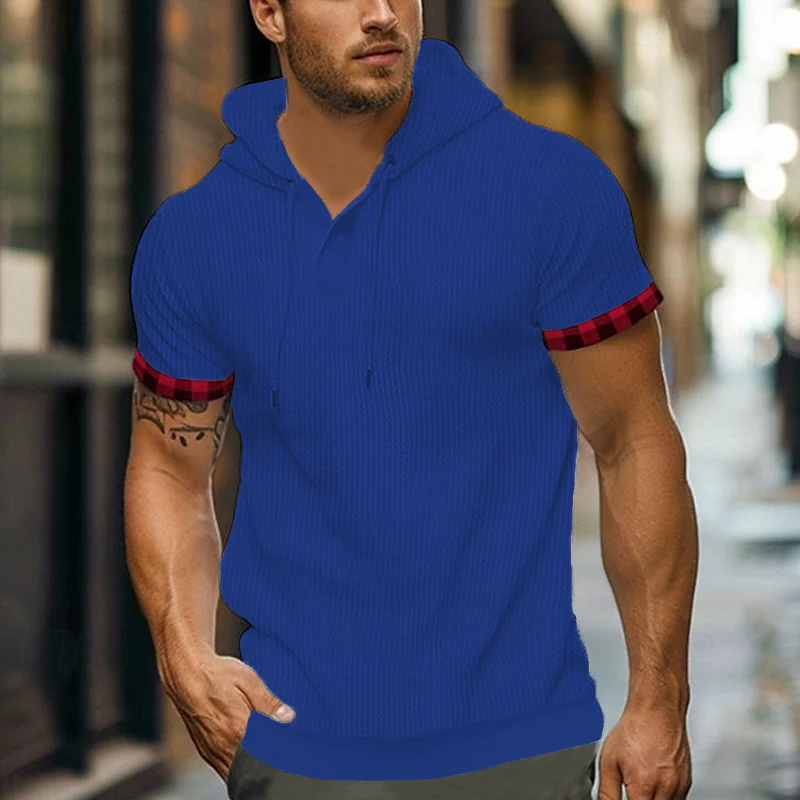 Herren modernes Kapuzenshirt mit strukturiertem Design und kontrastierenden Ärmeln Heidi-Mode - Image 3