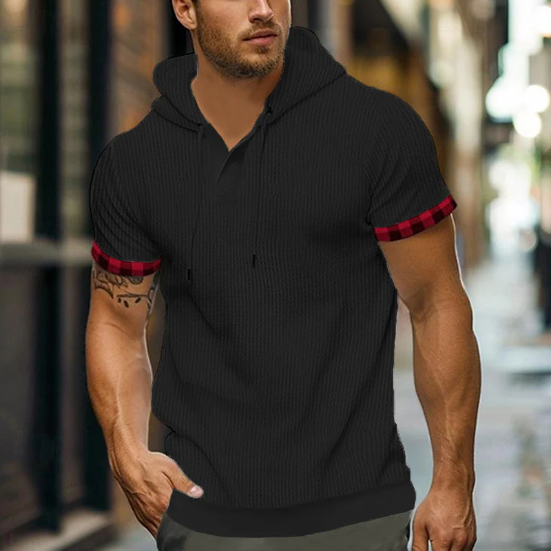 Herren modernes Kapuzenshirt mit strukturiertem Design und kontrastierenden Ärmeln Heidi-Mode - Image 4