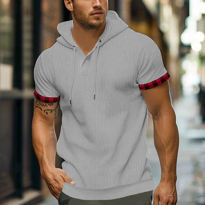 Herren modernes Kapuzenshirt mit strukturiertem Design und kontrastierenden Ärmeln Heidi-Mode - Image 5