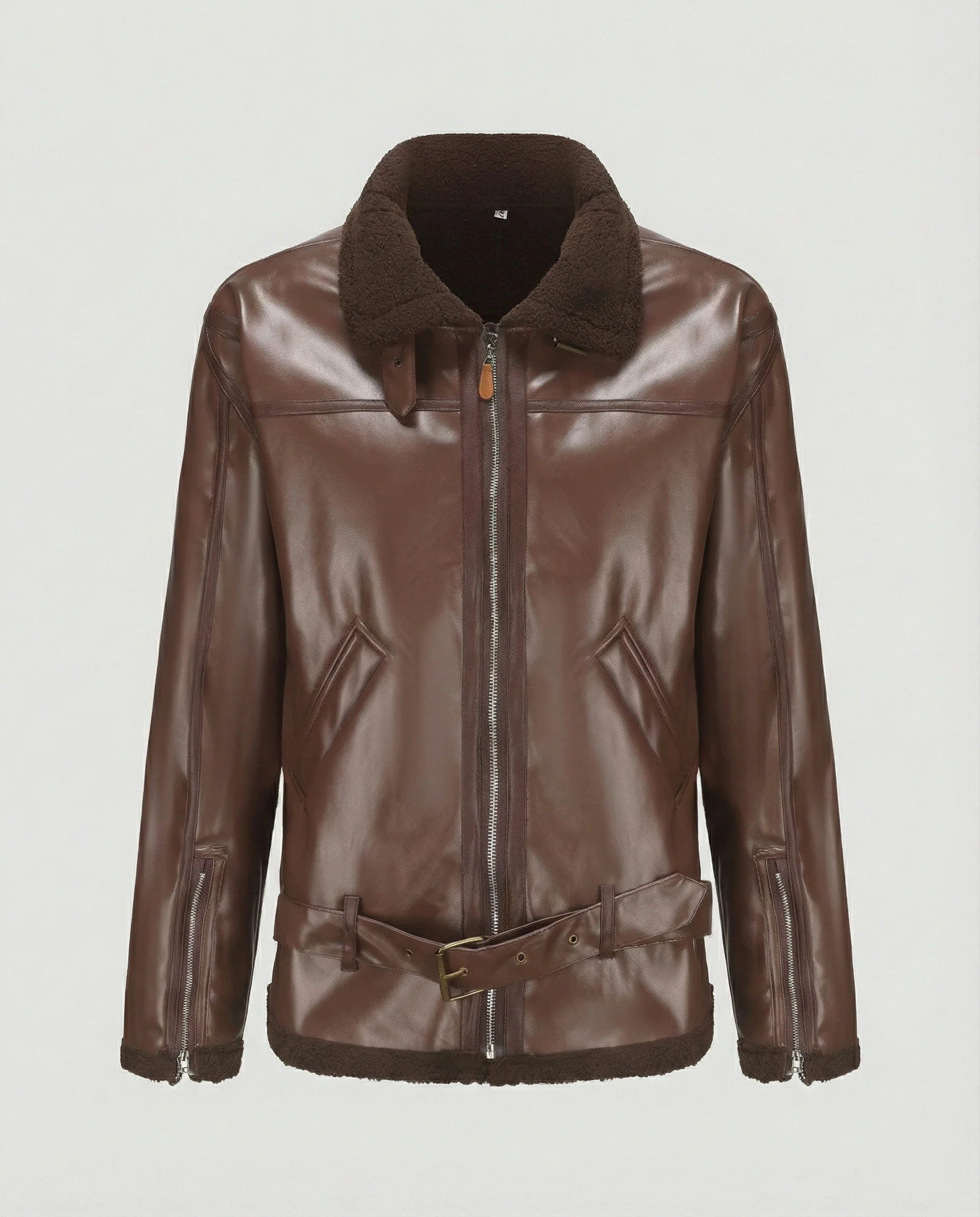 Herren Kunstlederjacke mit Kragen - Image 4
