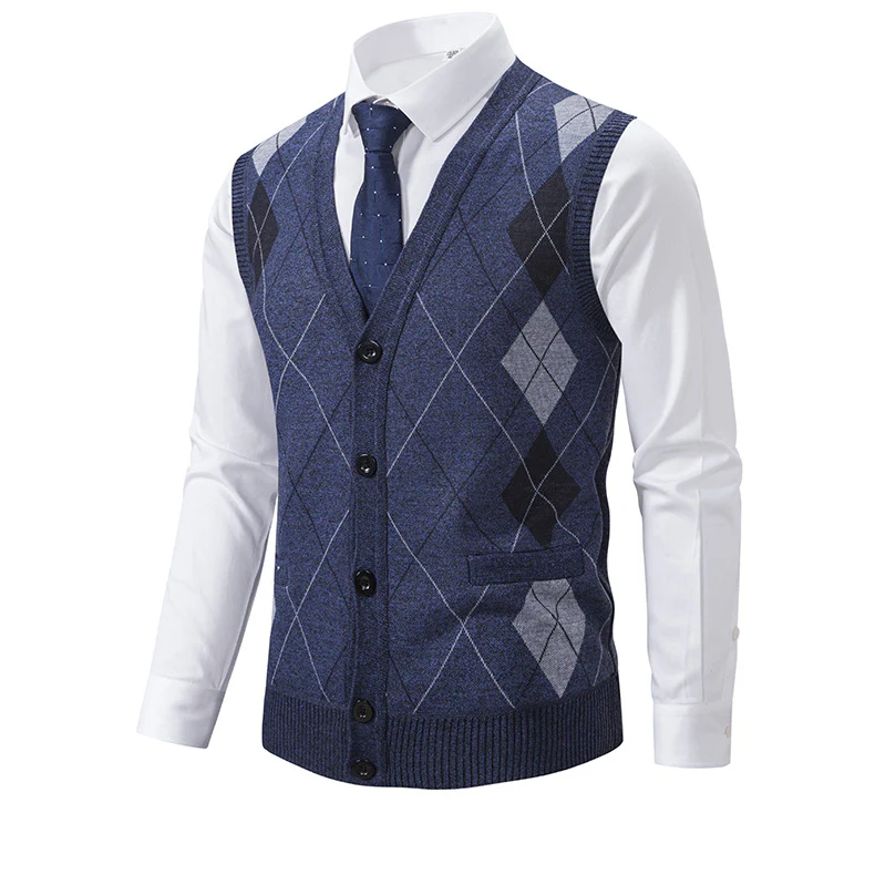 Herren modische Strickweste mit Karomuster Heidi-Mode - Image 2