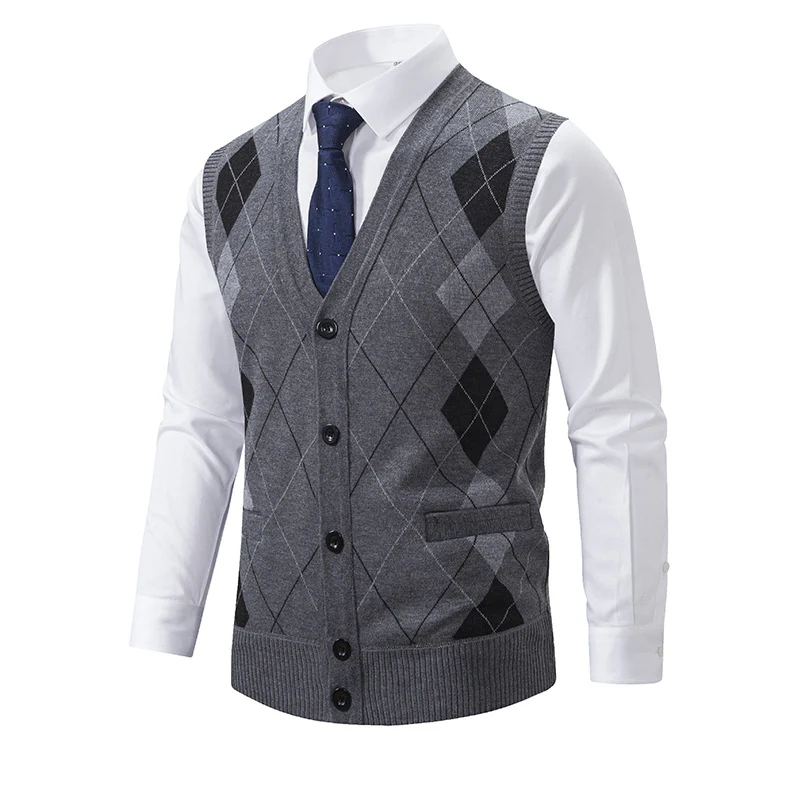 Herren modische Strickweste mit Karomuster Heidi-Mode - Image 3