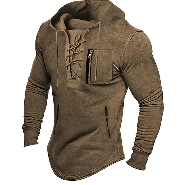 Herren modischer Kapuzenpullover mit einzigartigem Schnürdesign Heidi-Mode - Image 2