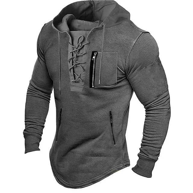 Herren modischer Kapuzenpullover mit einzigartigem Schnürdesign Heidi-Mode - Image 3