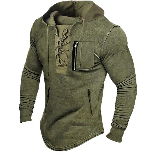 Herren modischer Kapuzenpullover mit einzigartigem Schnürdesign Heidi-Mode - Image 5