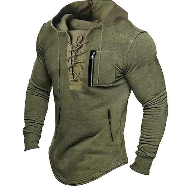 Herren modischer Kapuzenpullover mit einzigartigem Schnürdesign Heidi-Mode - Image 7