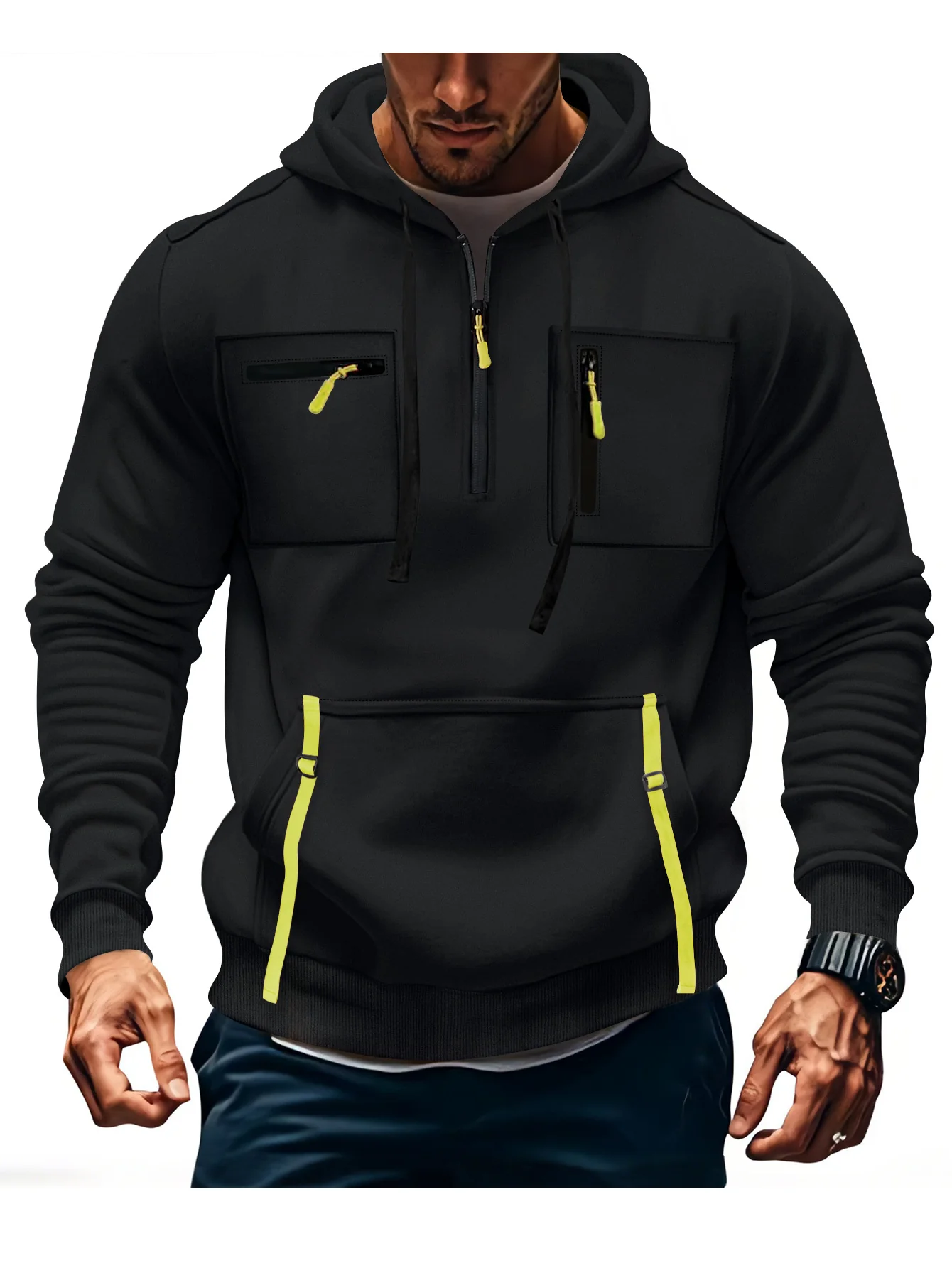 Herren modischer Kapuzenpullover mit funktionalen Reißverschlusstaschen Heidi-Mode - Image 10