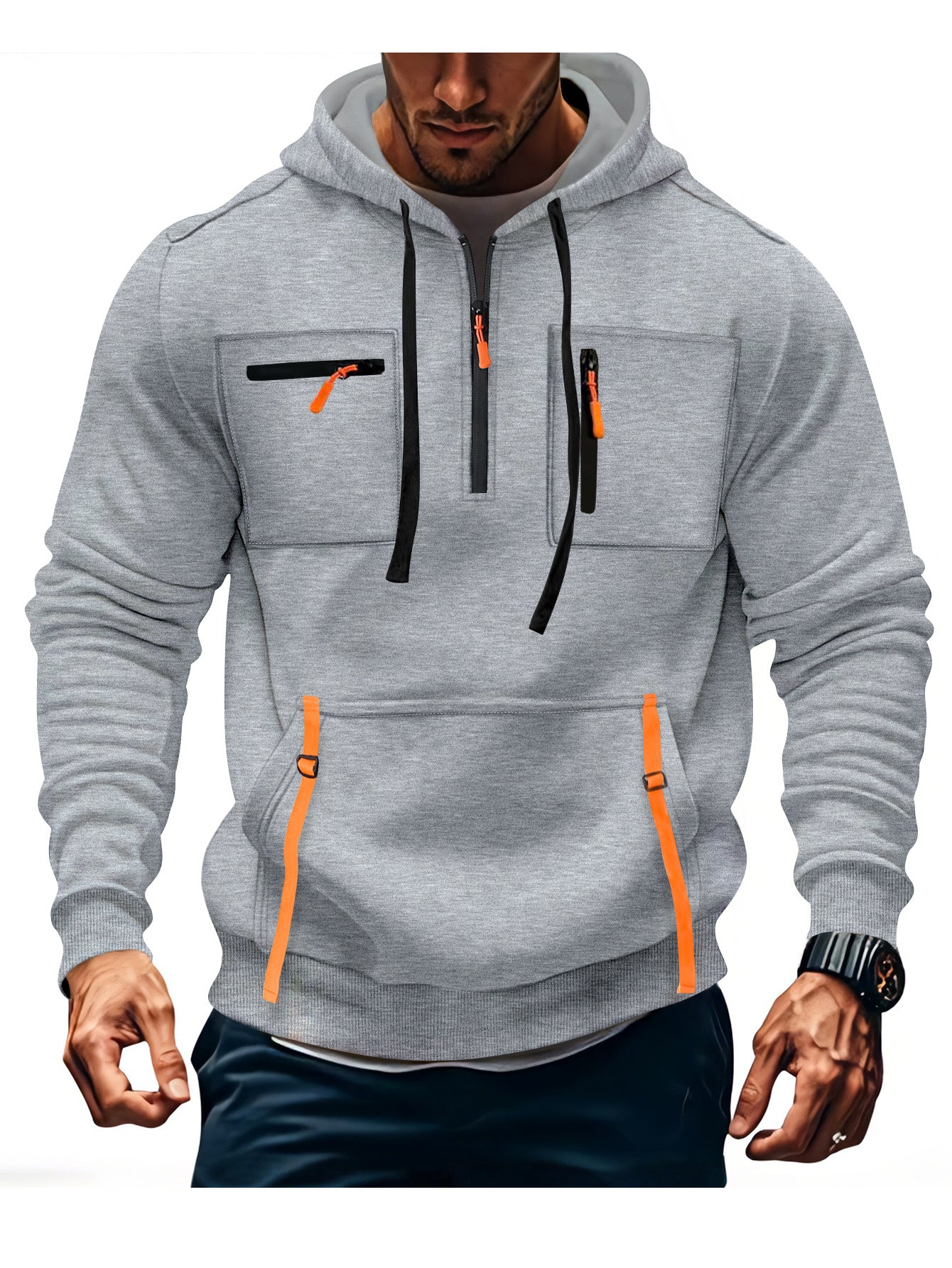 Herren modischer Kapuzenpullover mit funktionalen Reißverschlusstaschen Heidi-Mode - Image 6