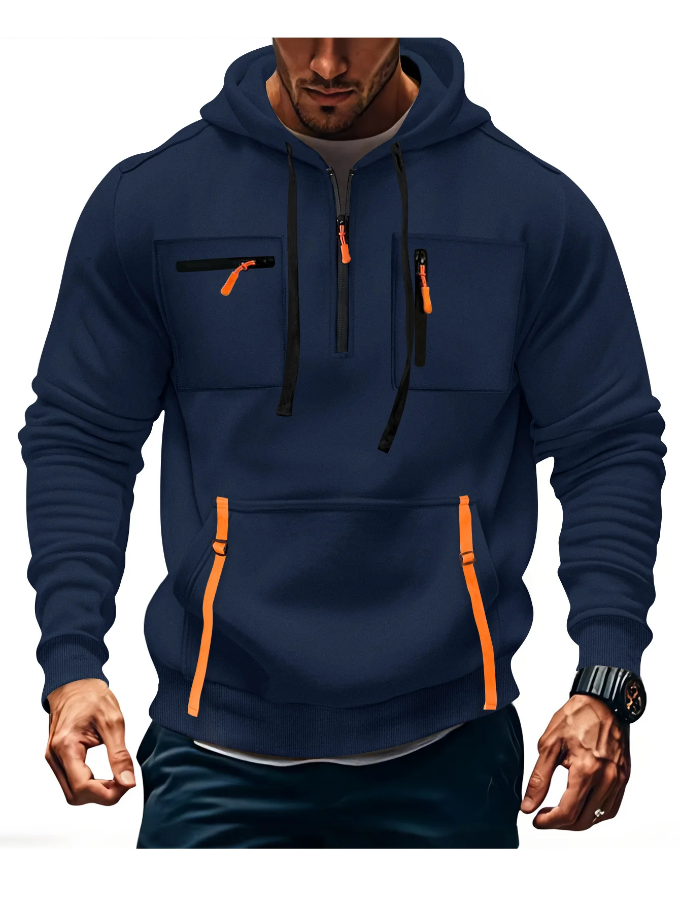 Herren modischer Kapuzenpullover mit funktionalen Reißverschlusstaschen Heidi-Mode - Image 7