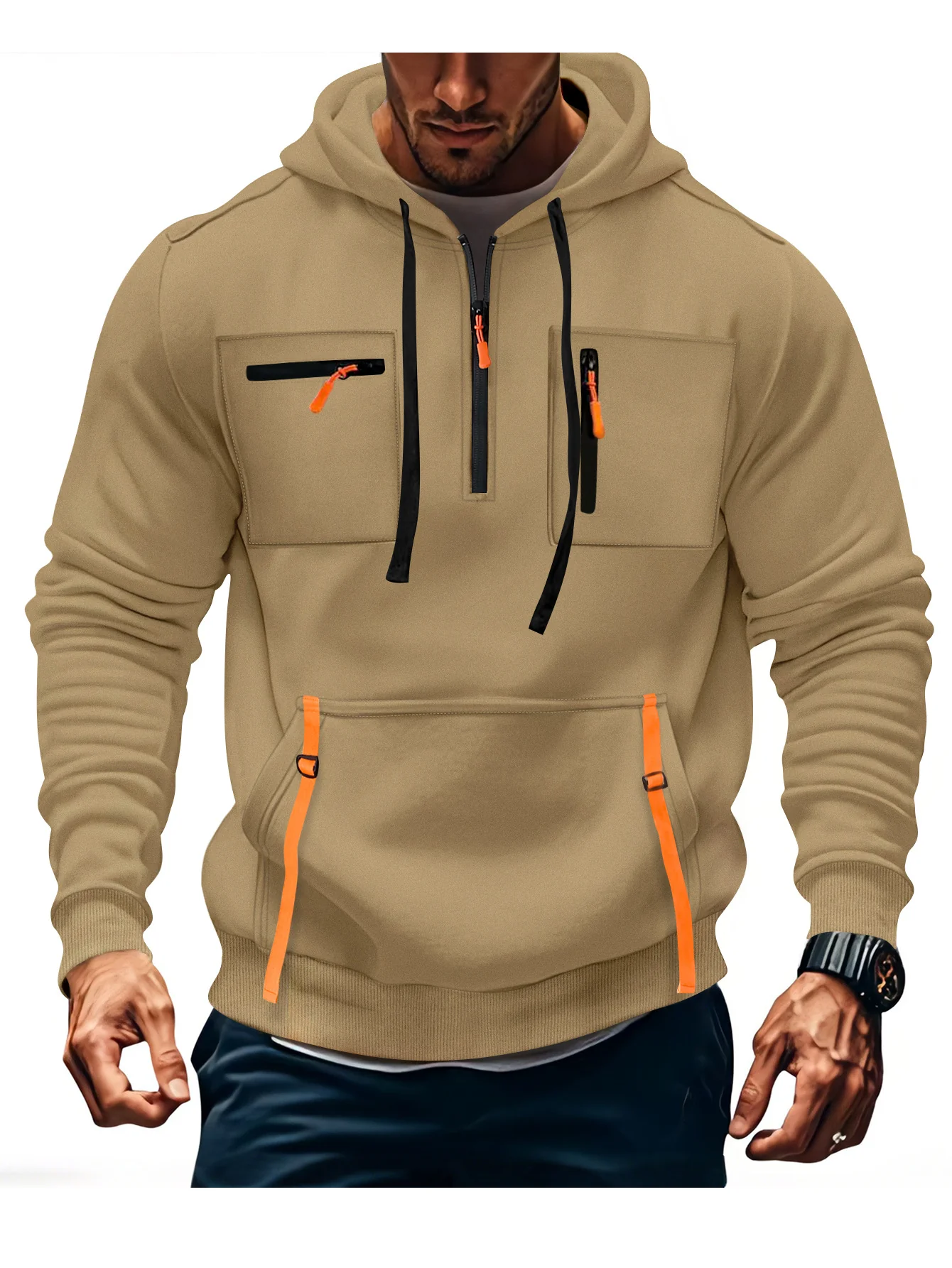 Herren modischer Kapuzenpullover mit funktionalen Reißverschlusstaschen Heidi-Mode - Image 9