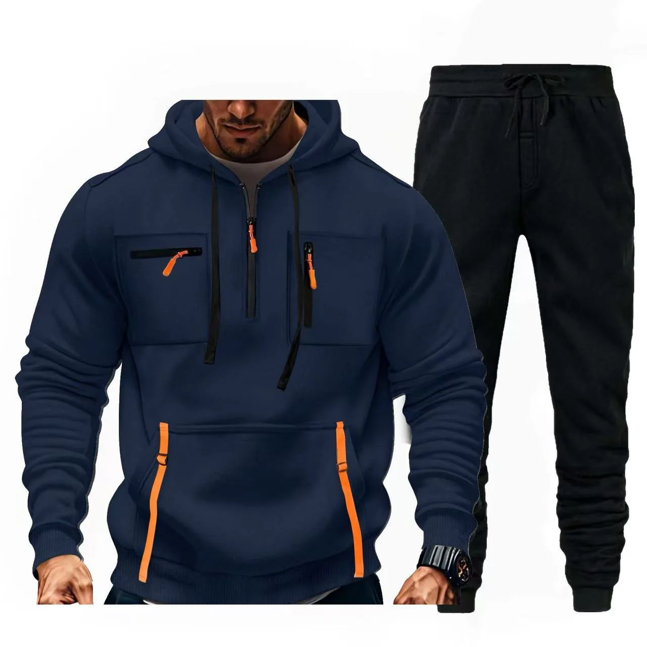 Herren multifunktionaler Kapuzenpullover und Jogginghose Kombination Heidi-Mode - Image 11