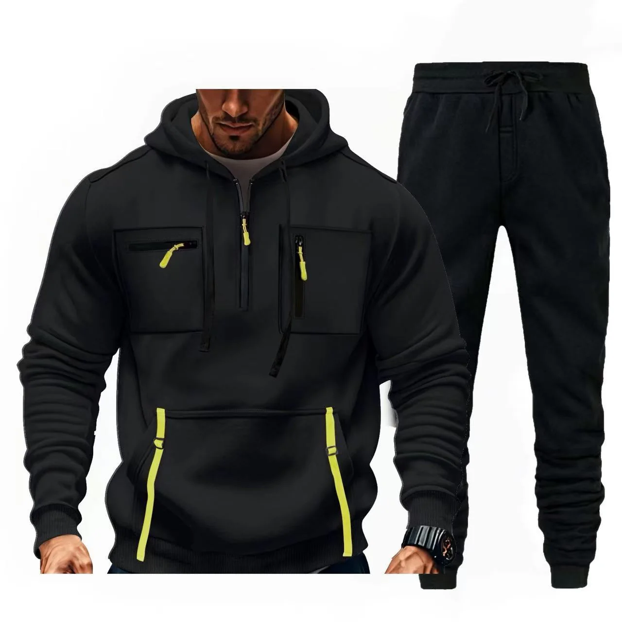 Herren multifunktionaler Kapuzenpullover und Jogginghose Kombination Heidi-Mode - Image 6