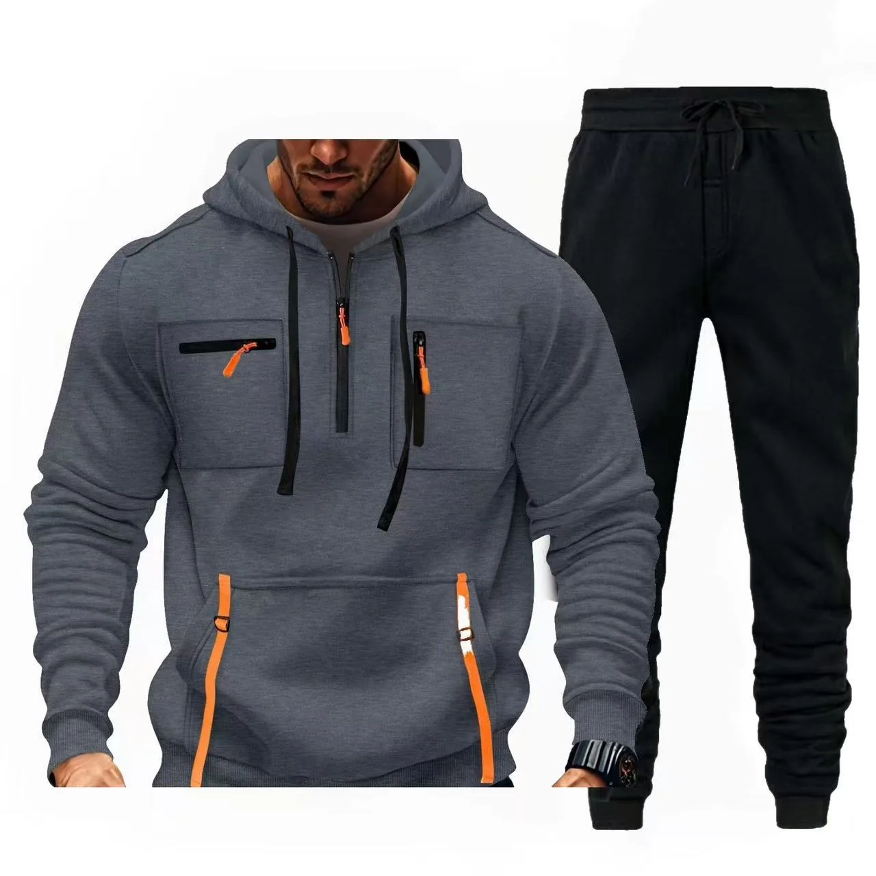 Herren multifunktionaler Kapuzenpullover und Jogginghose Kombination Heidi-Mode - Image 8