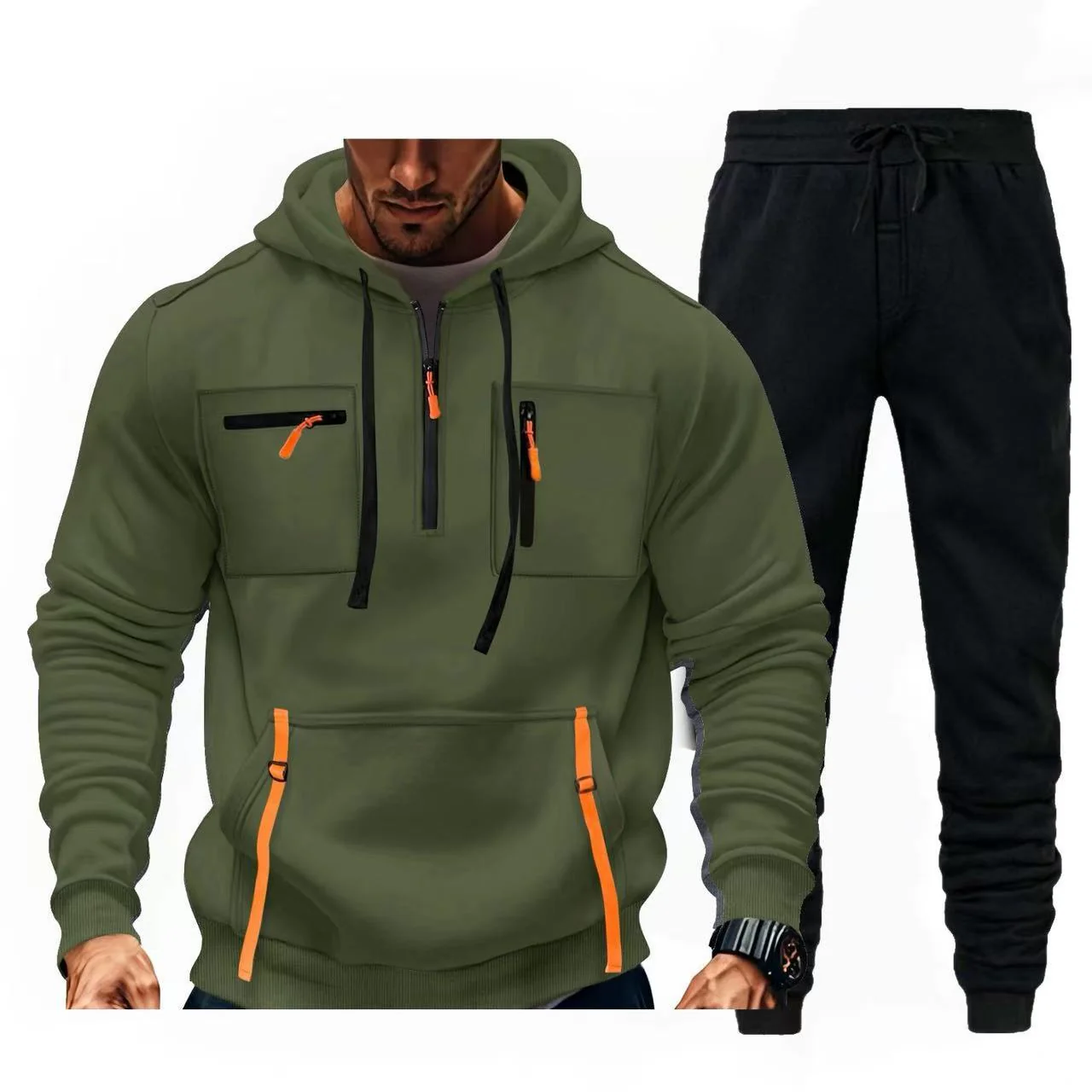 Herren multifunktionaler Kapuzenpullover und Jogginghose Kombination Heidi-Mode - Image 9
