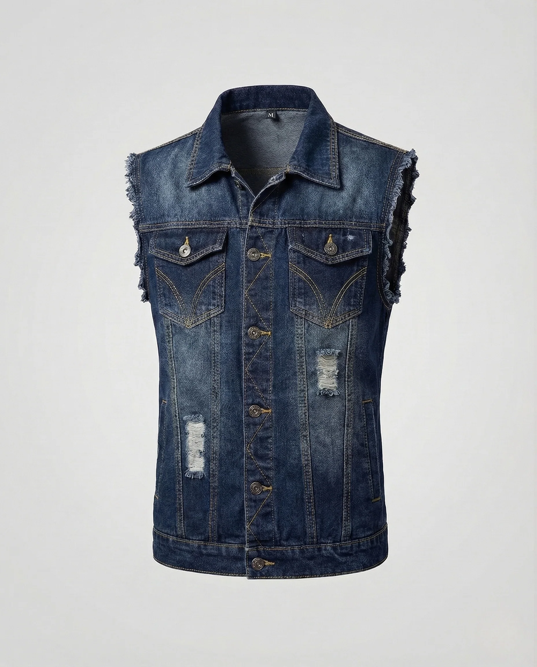 Herren Jeansweste ärmellos mit Used Look Denim Vest - Image 6