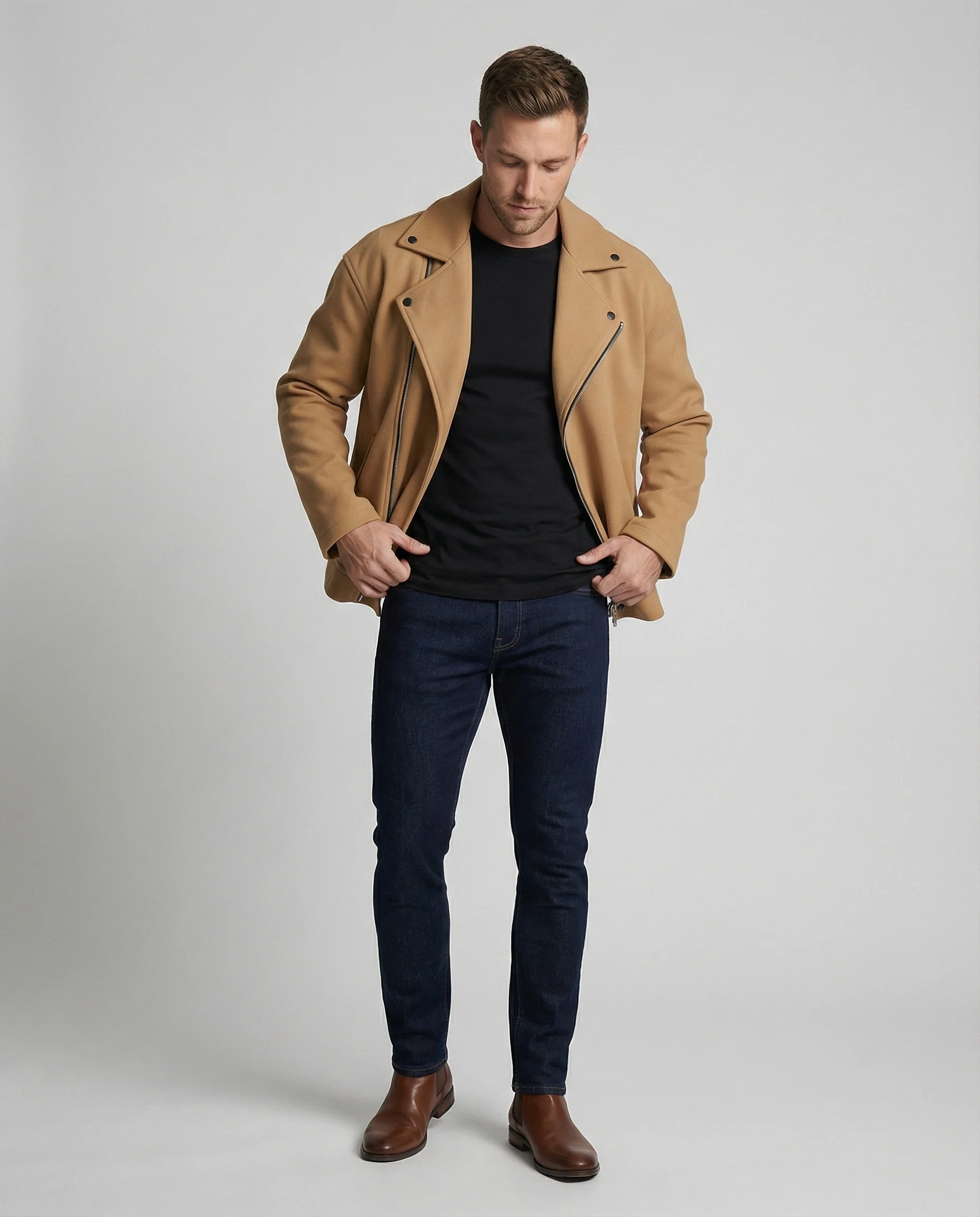 Herren Bikerjacke Leder Weste - Image 4