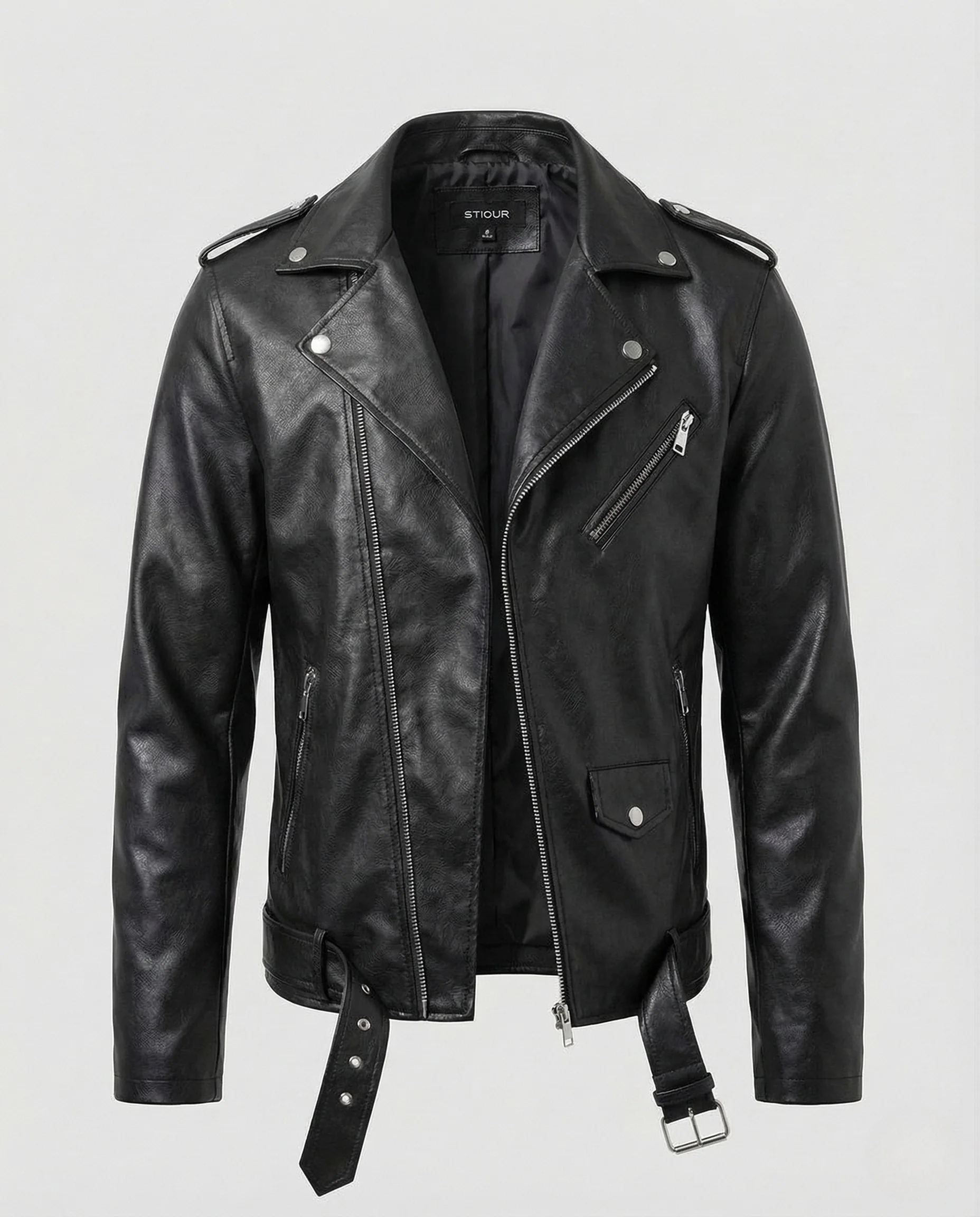 Herren Leder Motorradjacke Revers - Image 6