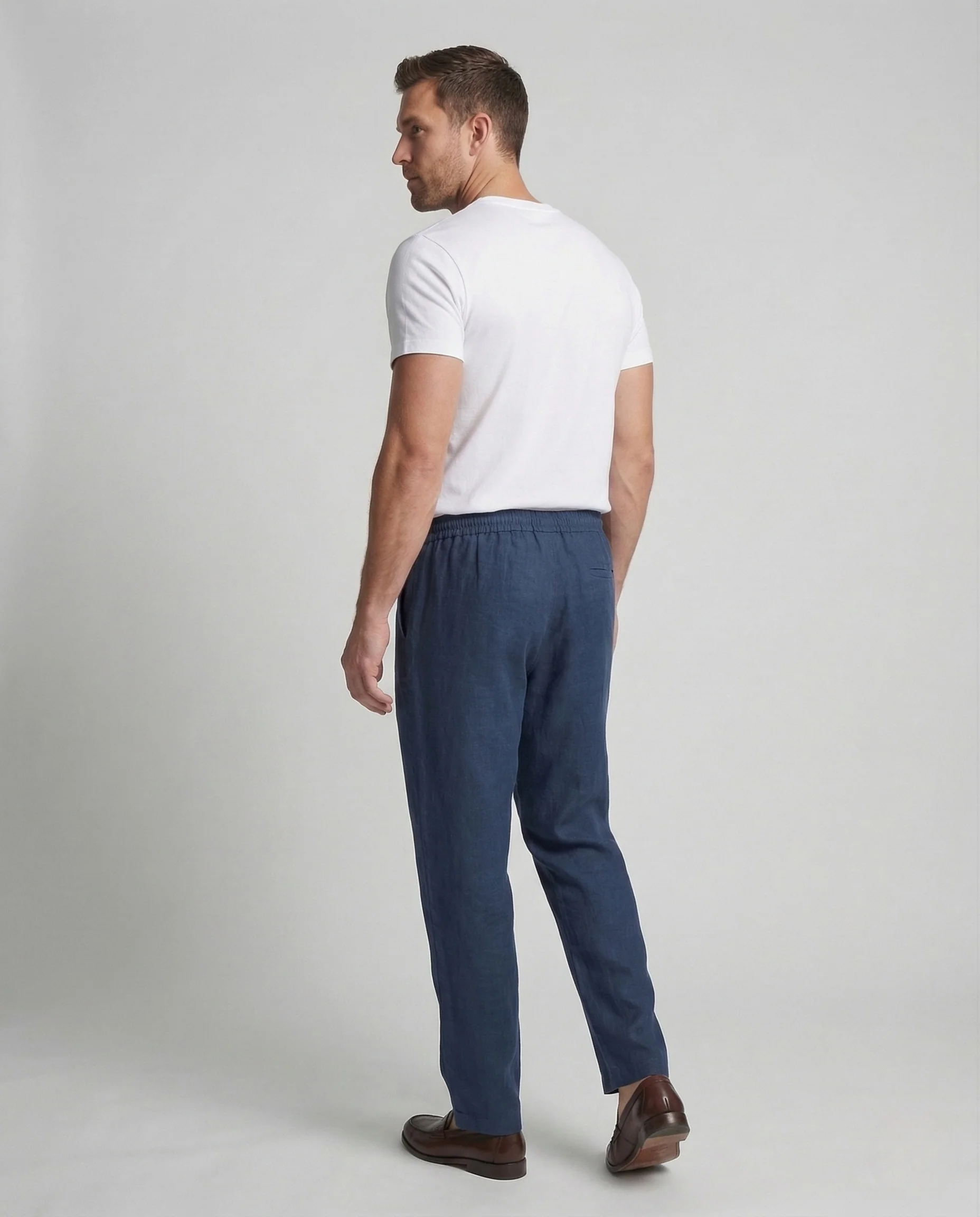 Herren Leinenhose weit mit Tunnelzug Sommer Hose - Image 4