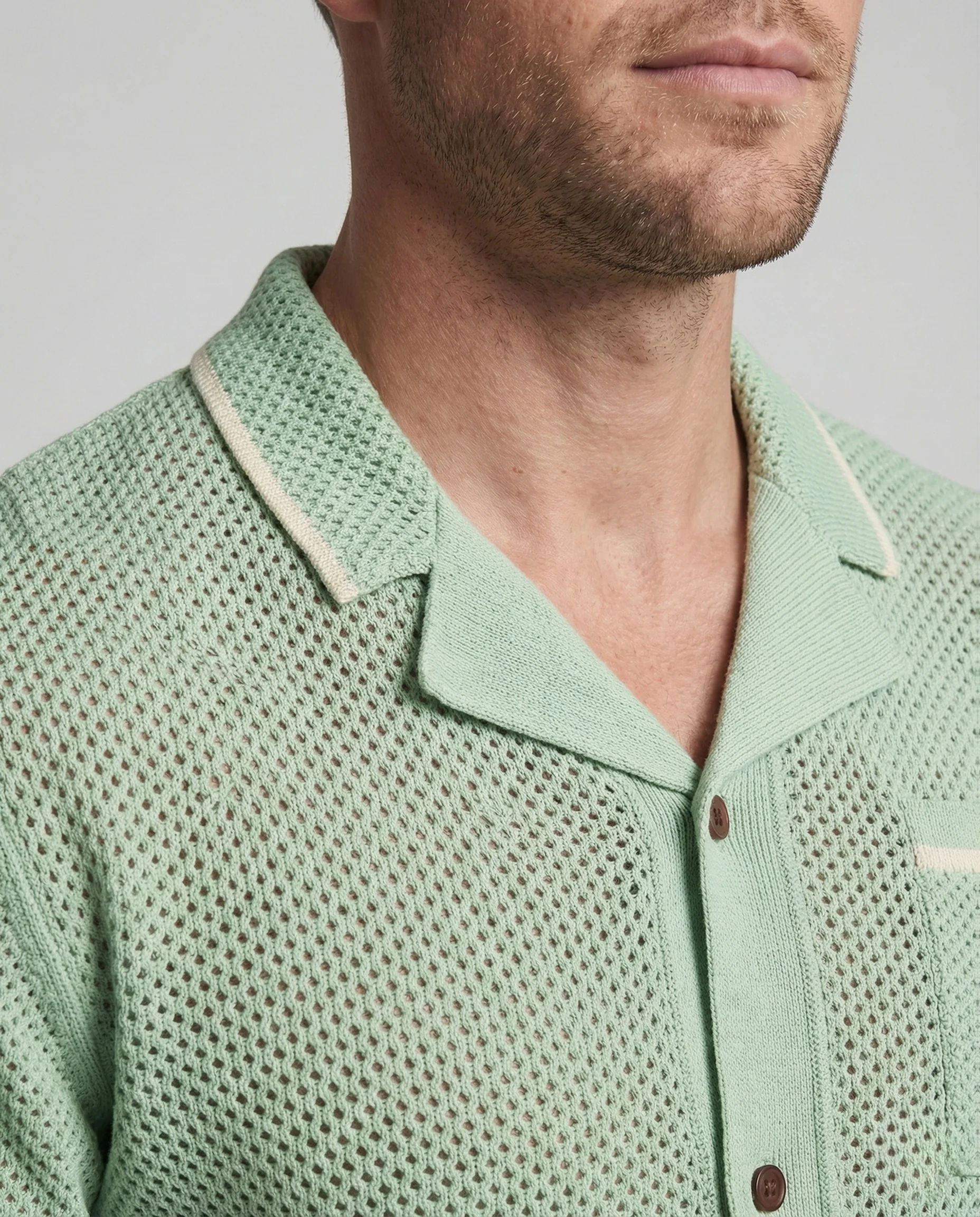 Herren Strick Cardigan atmungsaktiv mit Reverskragen - Image 3
