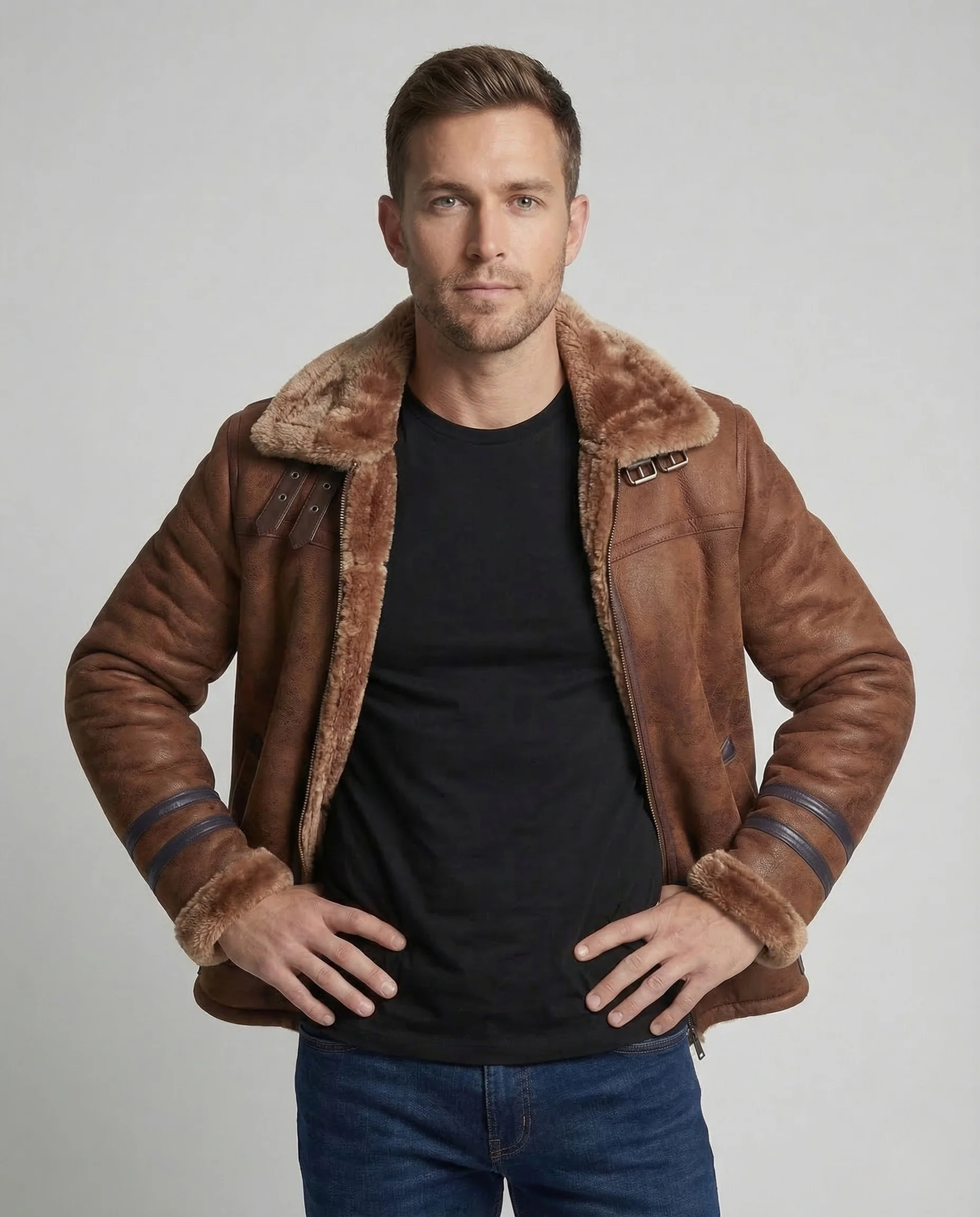 Herren Aviatorjacke Teddyfutter - Image 2