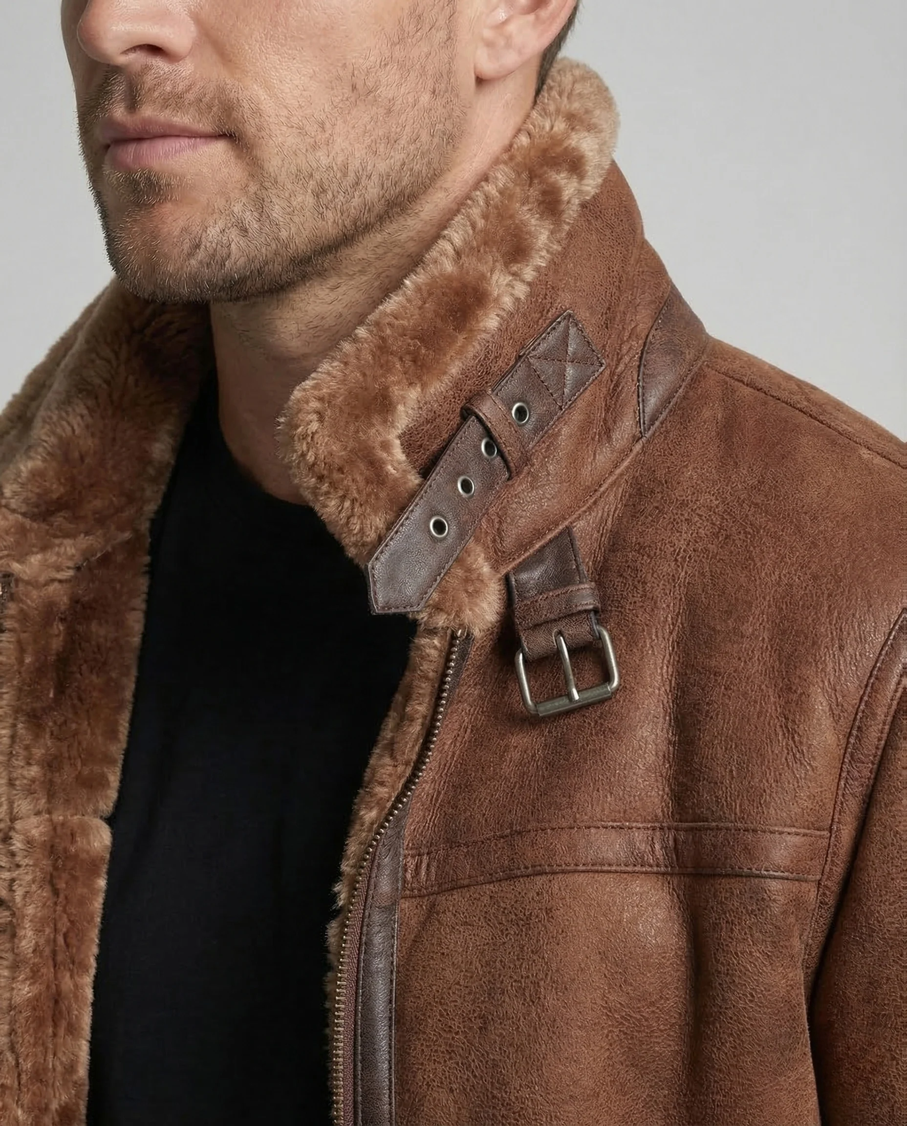 Herren Aviatorjacke Teddyfutter - Image 3