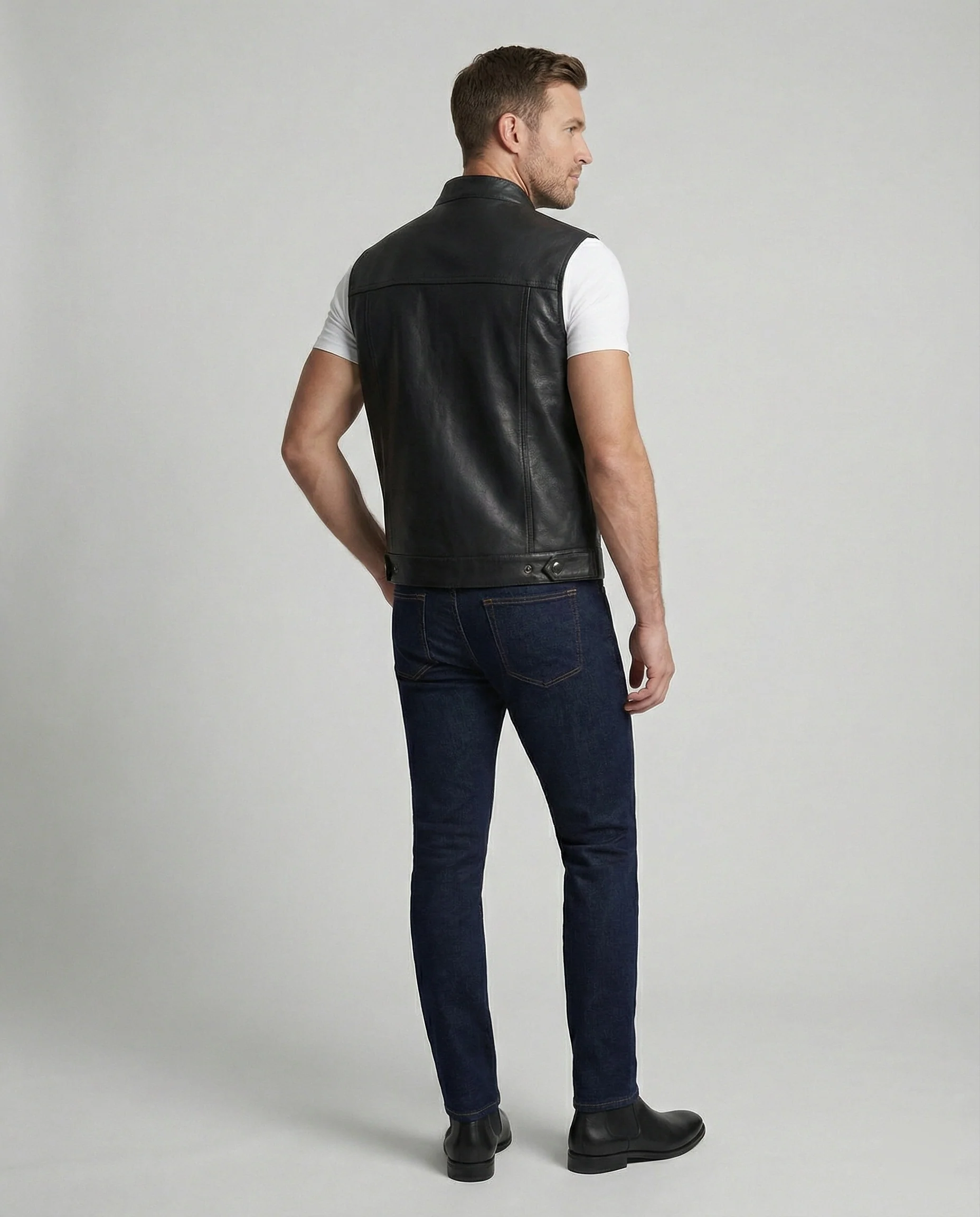 Bikerjacke Herren Leder mit Fell - Image 4