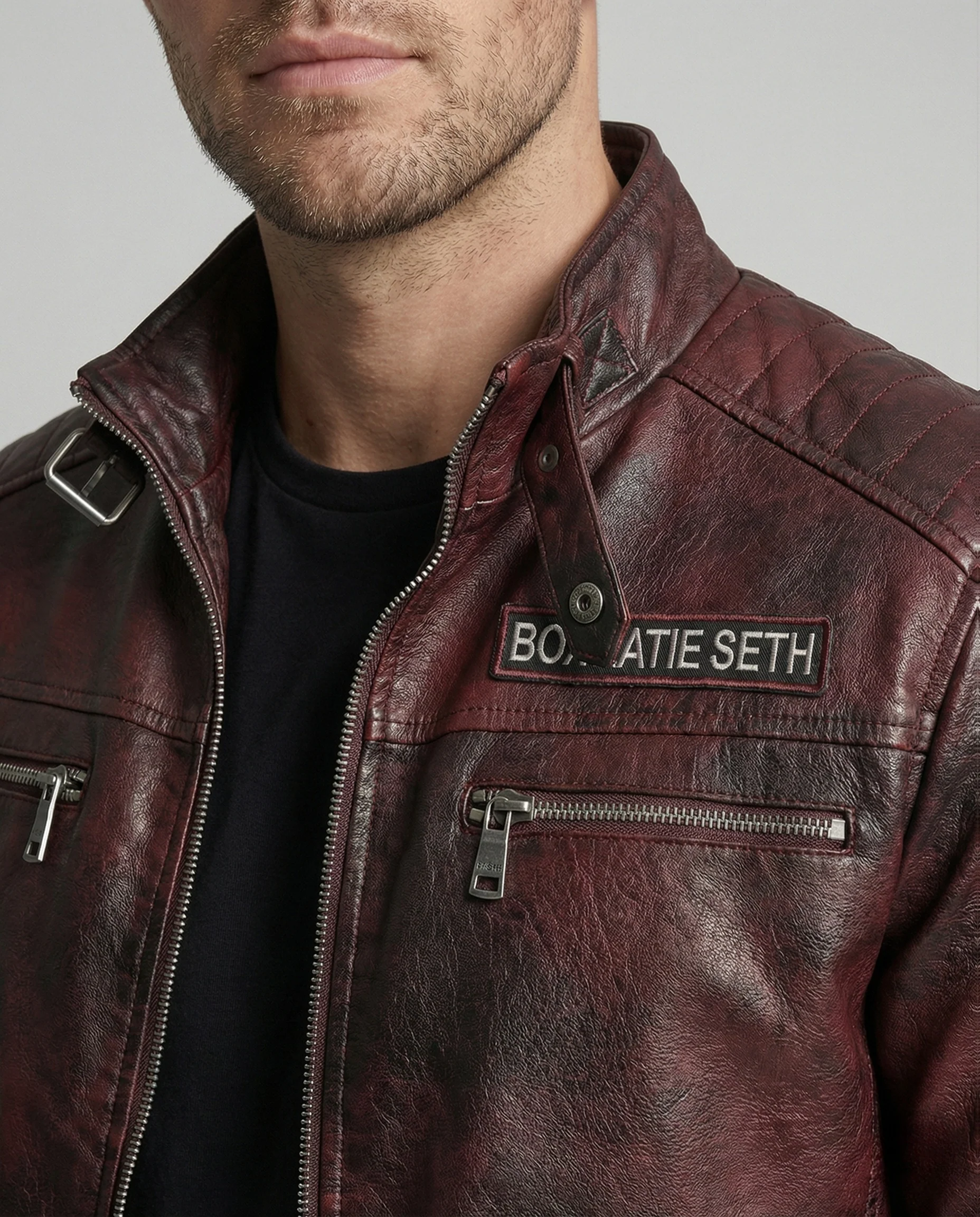 Freizeitkleidung Herren Bikerjacke Kunstleder - Image 3