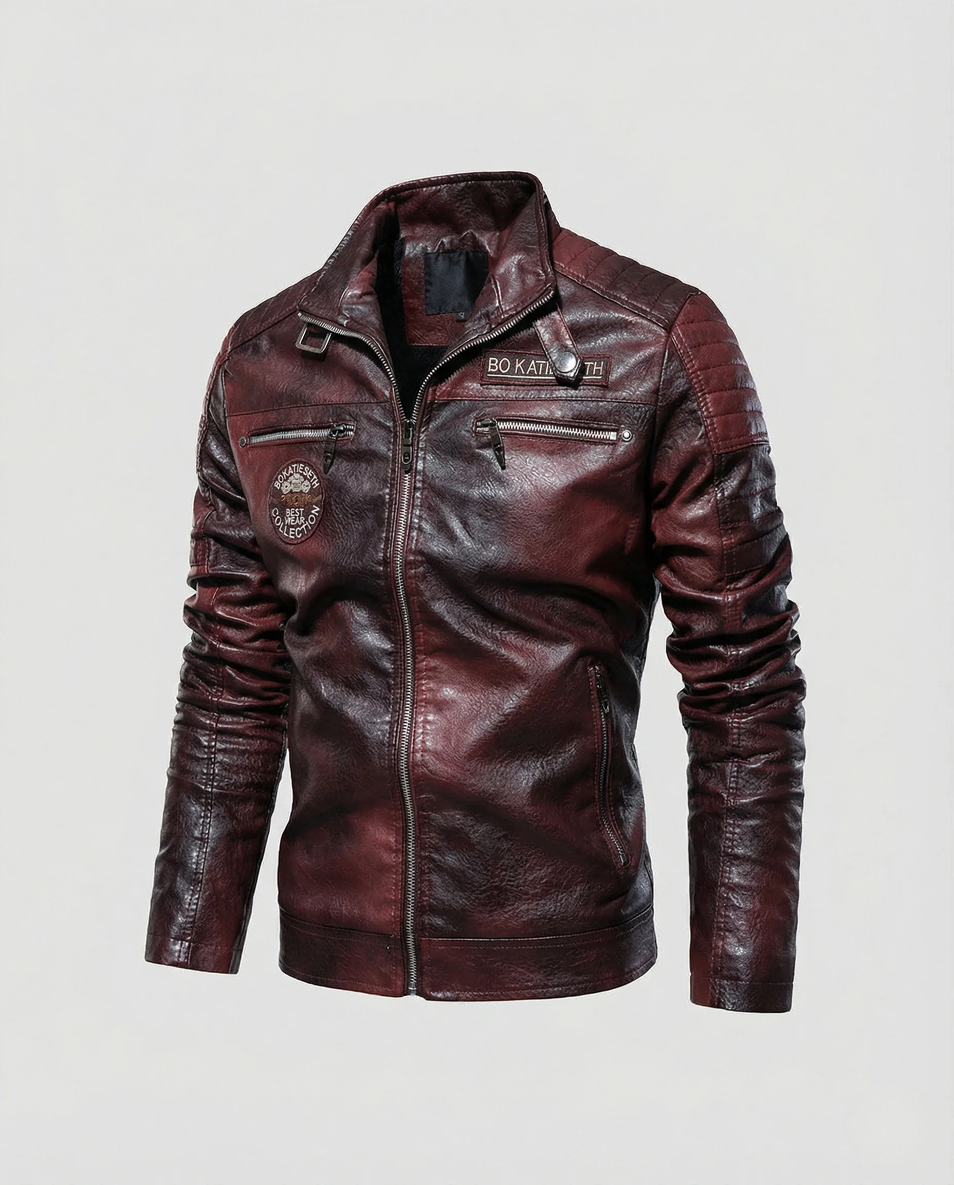 Freizeitkleidung Herren Bikerjacke Kunstleder - Image 4
