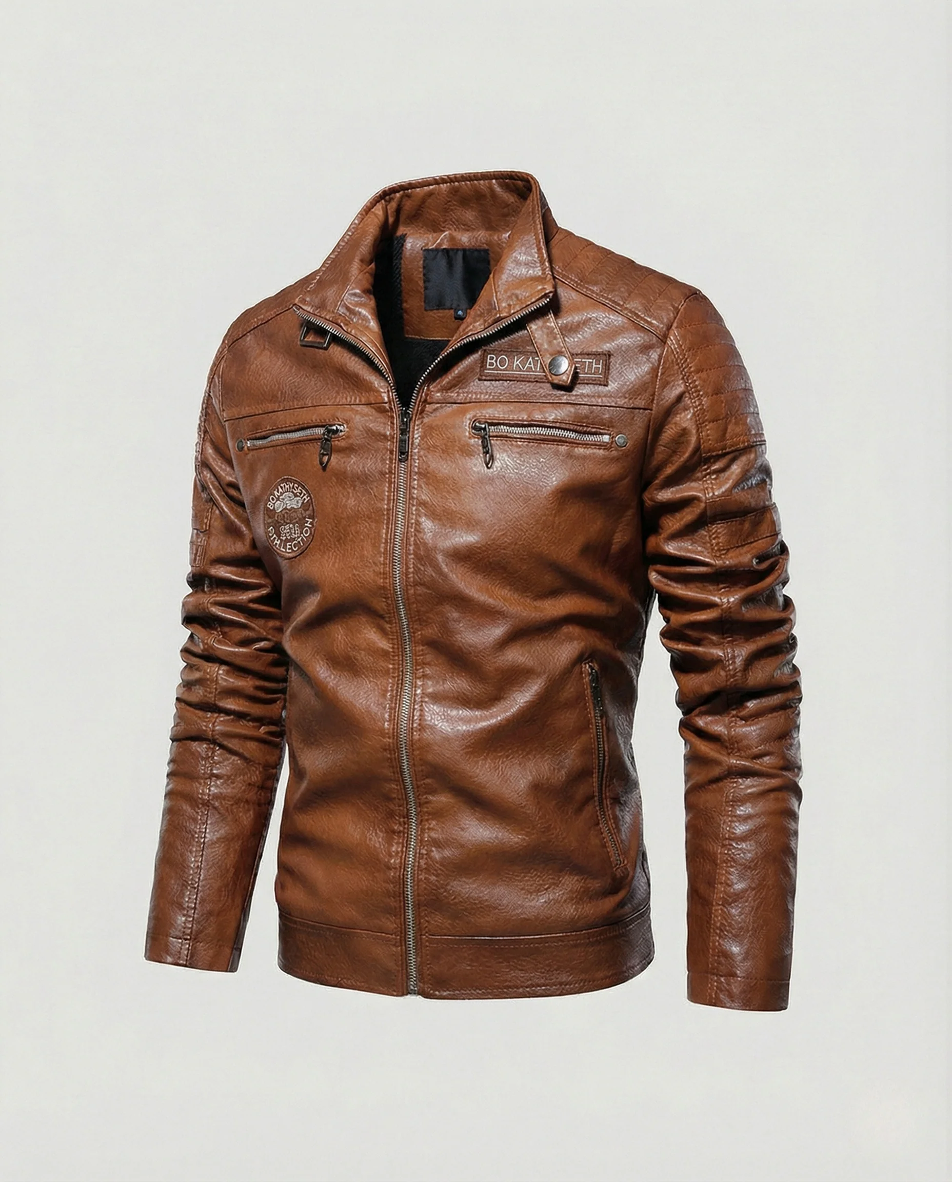 Freizeitkleidung Herren Bikerjacke Kunstleder - Image 5